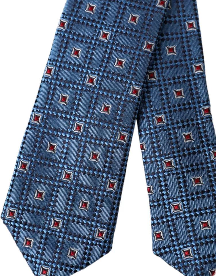 Dolce & Gabbana Blue Patterned 100% Silk Adjustable Men Men's Tie Size ONE SIZE - 3 Thumbnail