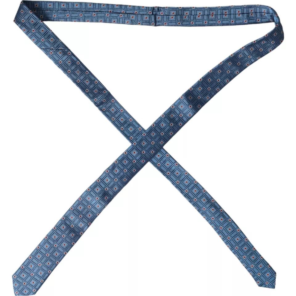 Dolce & Gabbana Blue Patterned 100% Silk Adjustable Men Men's Tie Size ONE SIZE - 4 Thumbnail