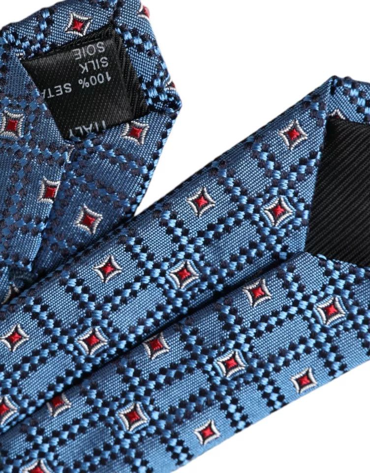 Dolce & Gabbana Blue Patterned 100% Silk Adjustable Men Men's Tie Size ONE SIZE - 2 Thumbnail