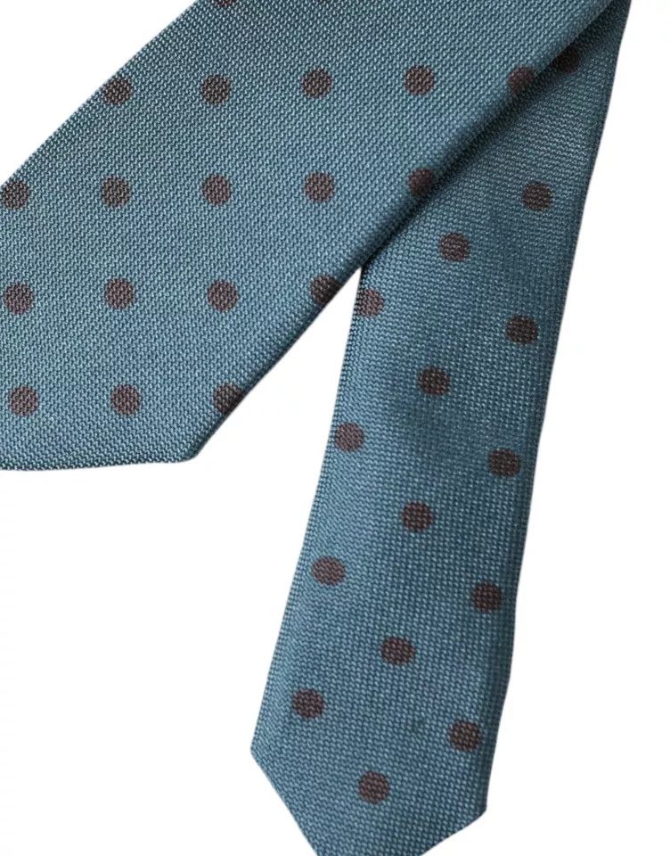 Dolce & Gabbana Green Black Polka Dot Silk Adjustable Men Men's Tie Size ONE SIZE - 4 Thumbnail
