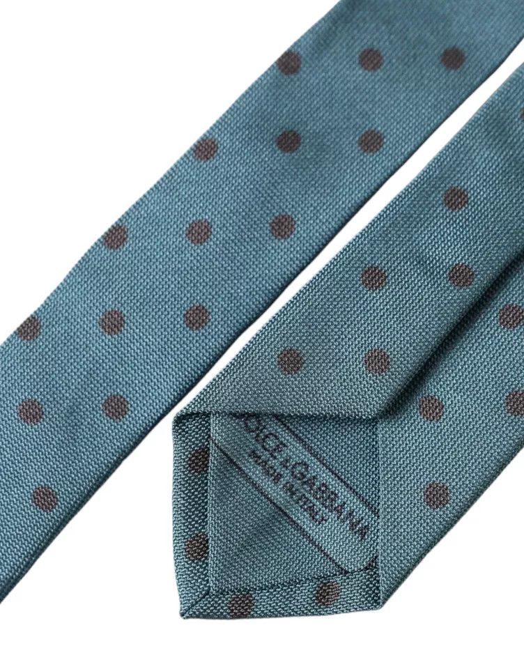 Dolce & Gabbana Green Black Polka Dot Silk Adjustable Men Men's Tie Size ONE SIZE - 3 Thumbnail