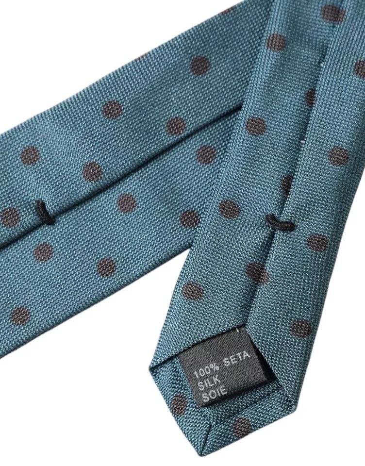 Dolce & Gabbana Green Black Polka Dot Silk Adjustable Men Men's Tie Size ONE SIZE - 2 Thumbnail