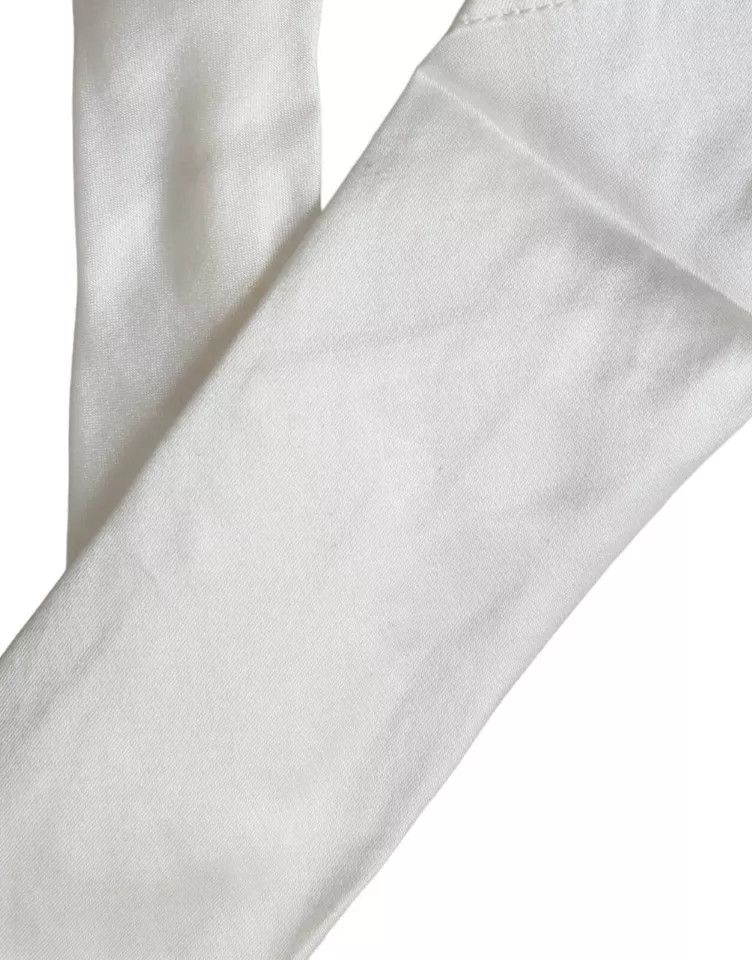 Dolce & Gabbana White 100% Silk Adjustable Necktie Men Men's Bowtie Size ONE SIZE - 2 Thumbnail