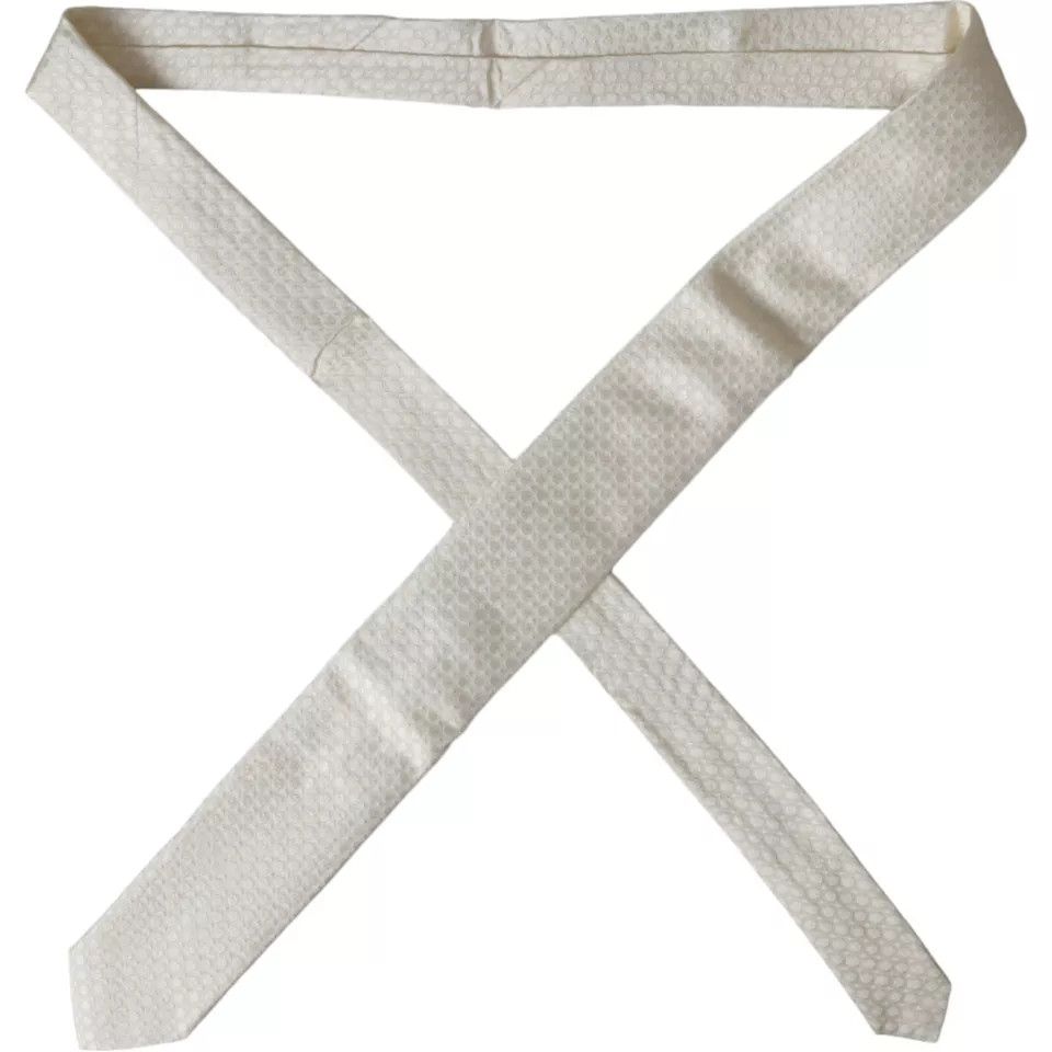 Dolce & Gabbana Off White Silk Adjustable NeckMen's Men Men's Tie Size ONE SIZE - 3 Thumbnail