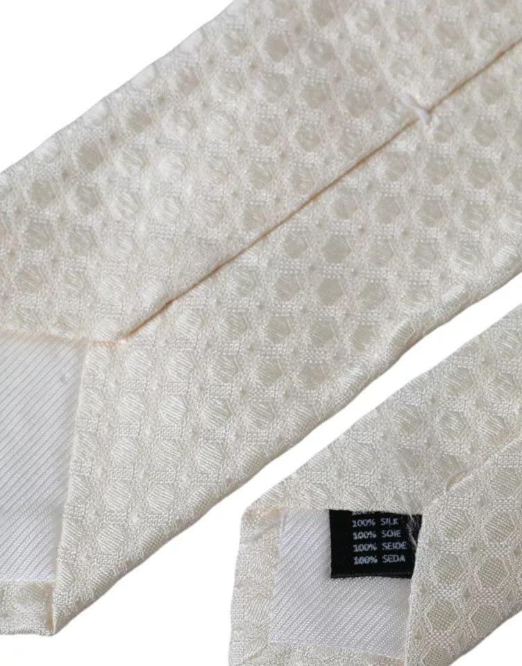 Dolce & Gabbana Off White Silk Adjustable NeckMen's Men Men's Tie Size ONE SIZE - 4 Thumbnail
