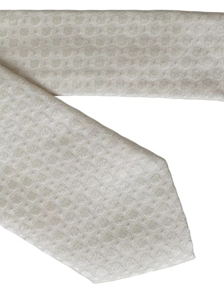 Dolce & Gabbana Off White Silk Adjustable NeckMen's Men Men's Tie Size ONE SIZE - 6 Thumbnail