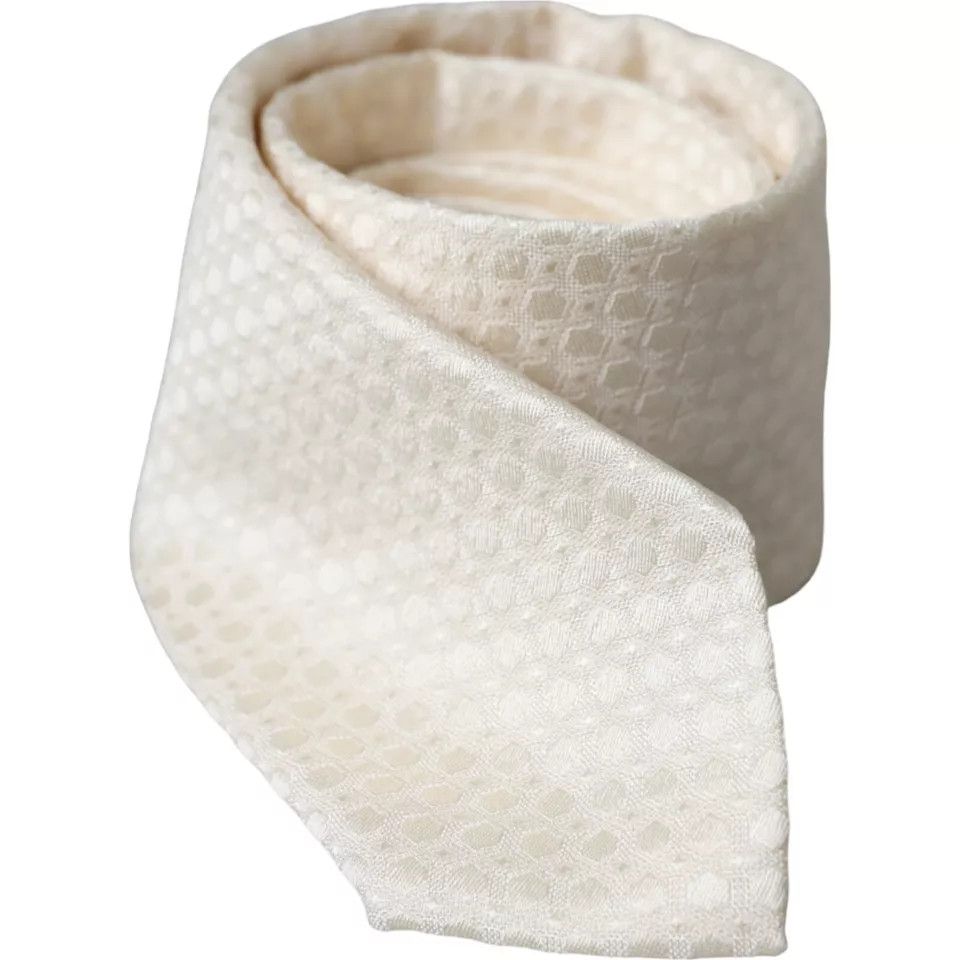 Dolce & Gabbana Off White Silk Adjustable NeckMen's Men Men's Tie Size ONE SIZE - 2 Thumbnail