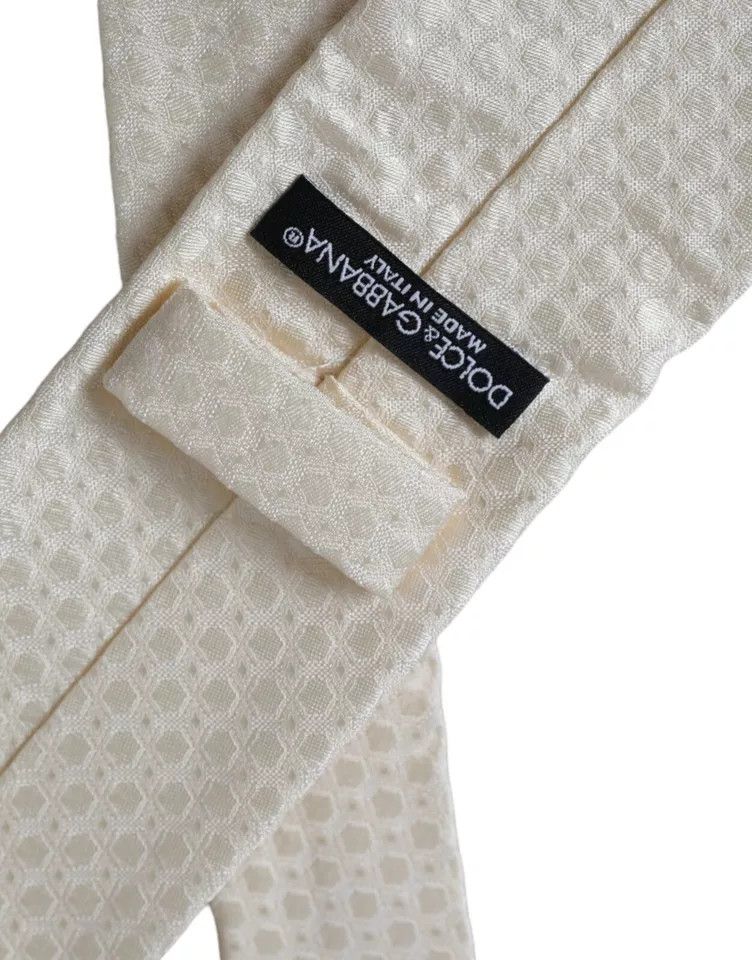Dolce & Gabbana Off White Silk Adjustable NeckMen's Men Men's Tie Size ONE SIZE - 5 Thumbnail