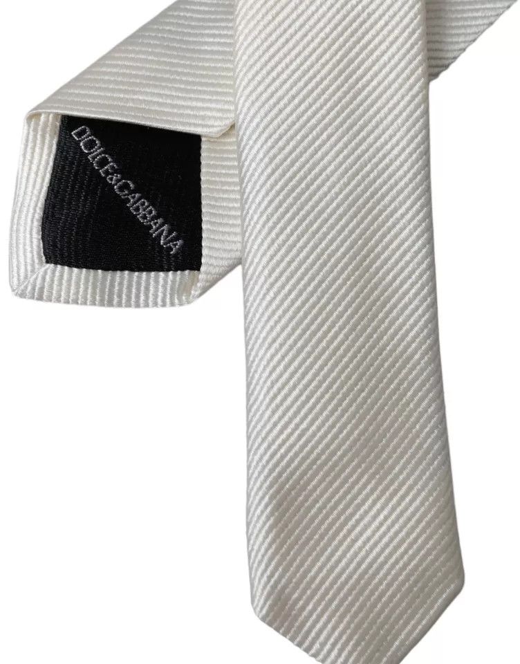 White Solid 100% Silk Adjustable Men's Tie