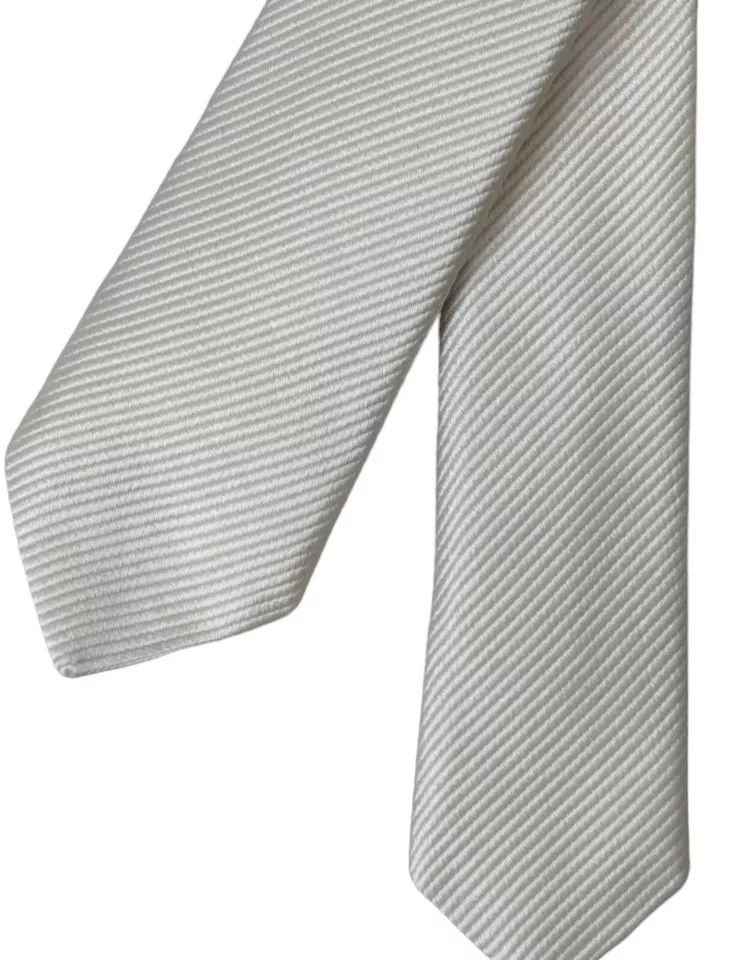 White Solid 100% Silk Adjustable Men's Tie