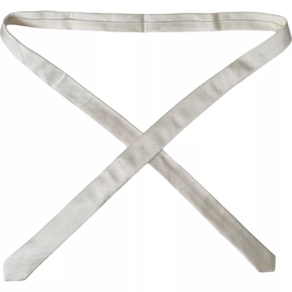 White Solid 100% Silk Adjustable Men's Tie