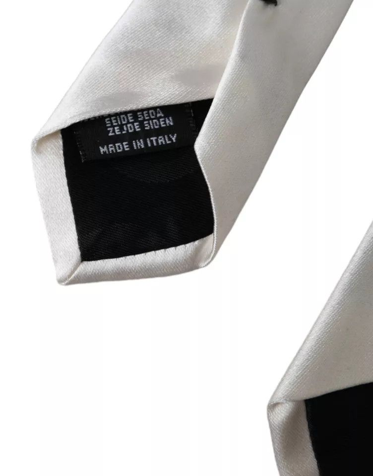 Dolce & Gabbana White Satin Silk Adjustable Men Men's Tie Size ONE SIZE - 2 Thumbnail