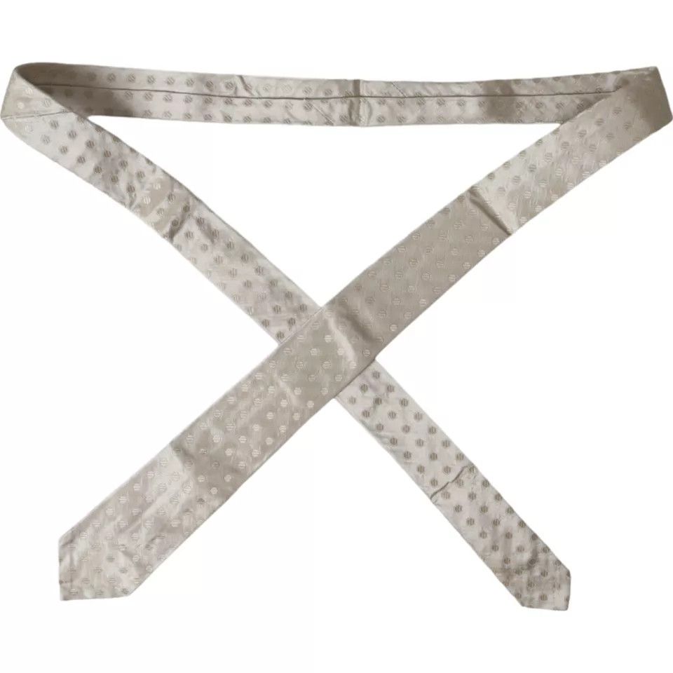Dolce & Gabbana Beige Dotted Silk Classic Adjustable Men Men's Tie Size ONE SIZE - 4 Thumbnail
