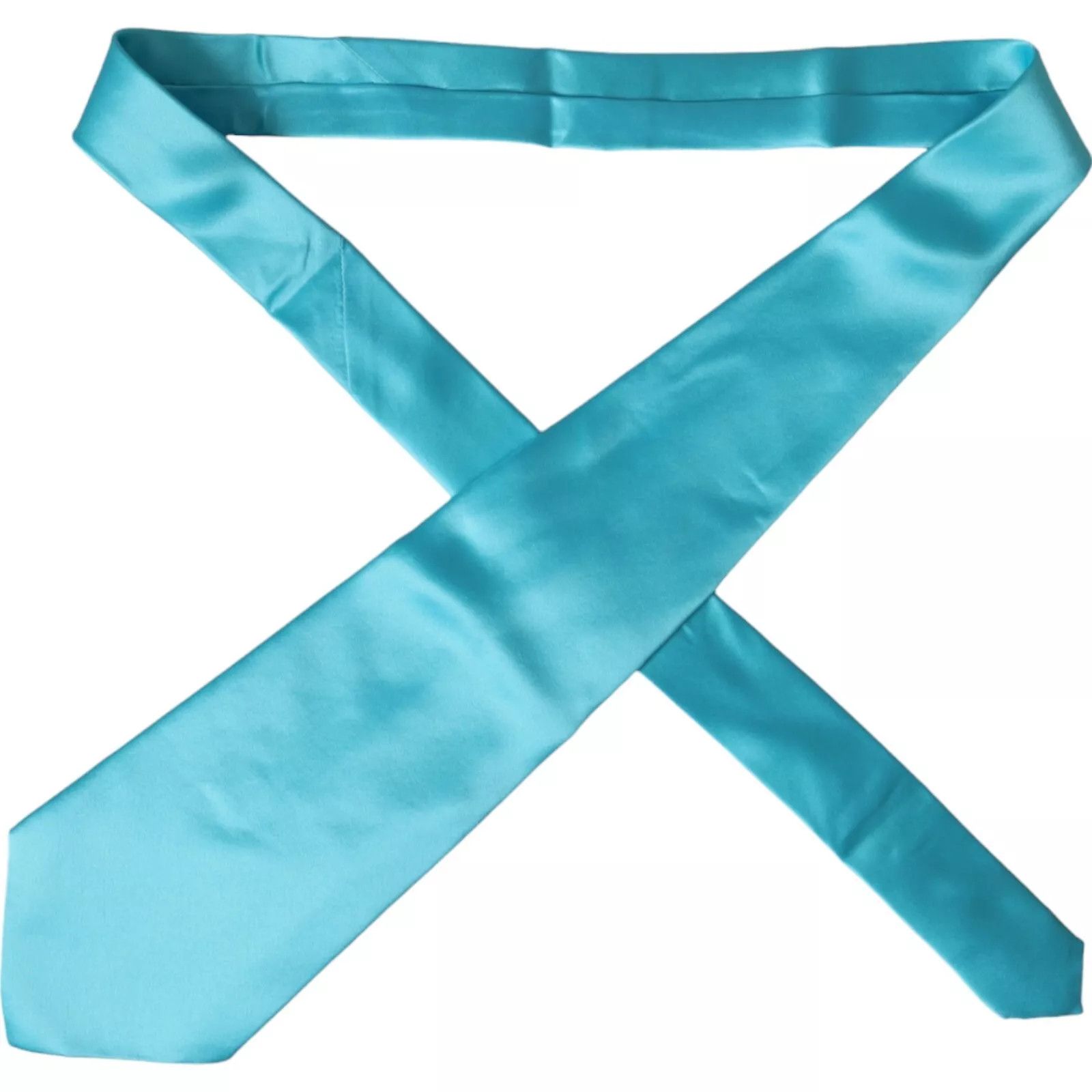 Dolce & Gabbana Light Blue Satin Silk Wide Adjustable Men Men's Tie Size ONE SIZE - 2 Thumbnail