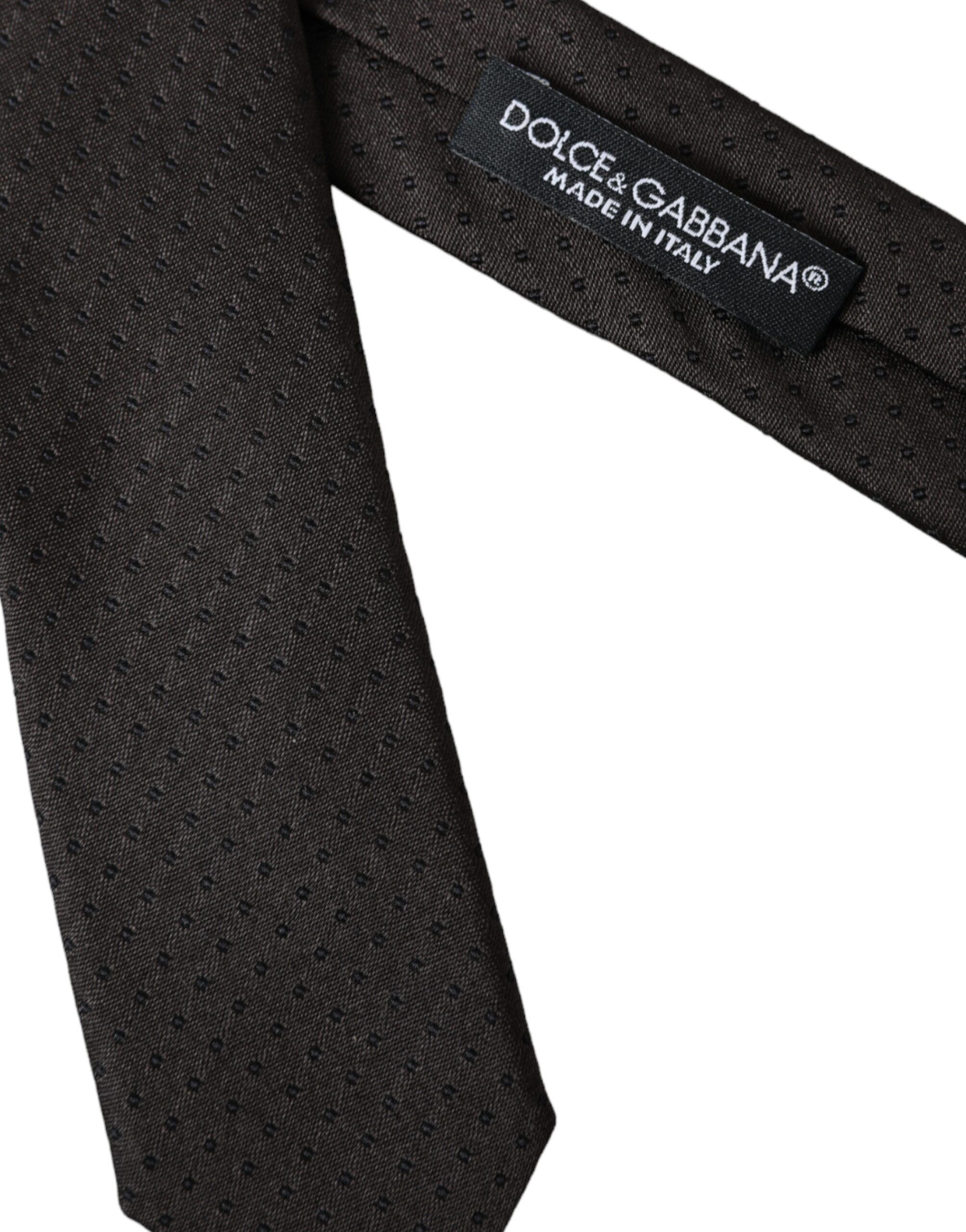 Dolce & Gabbana Black Patterned Silk Adjustable Men Men's Tie Size ONE SIZE - 3 Thumbnail