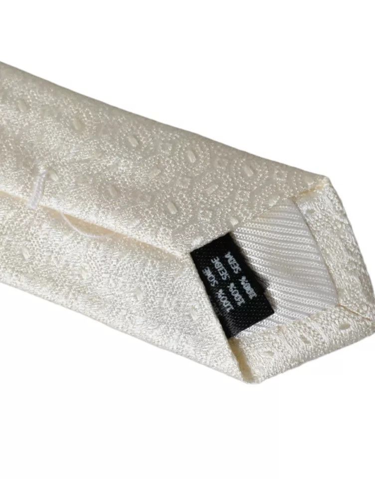 Dolce & Gabbana Off White Patterned Silk Adjustable Men Men's Tie Size ONE SIZE - 2 Thumbnail