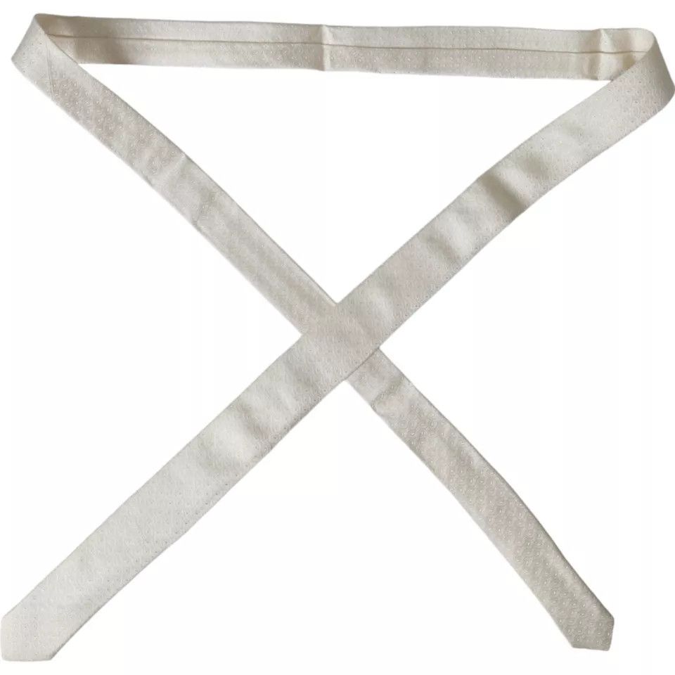 Dolce & Gabbana Off White Patterned Silk Adjustable Men Men's Tie Size ONE SIZE - 4 Thumbnail