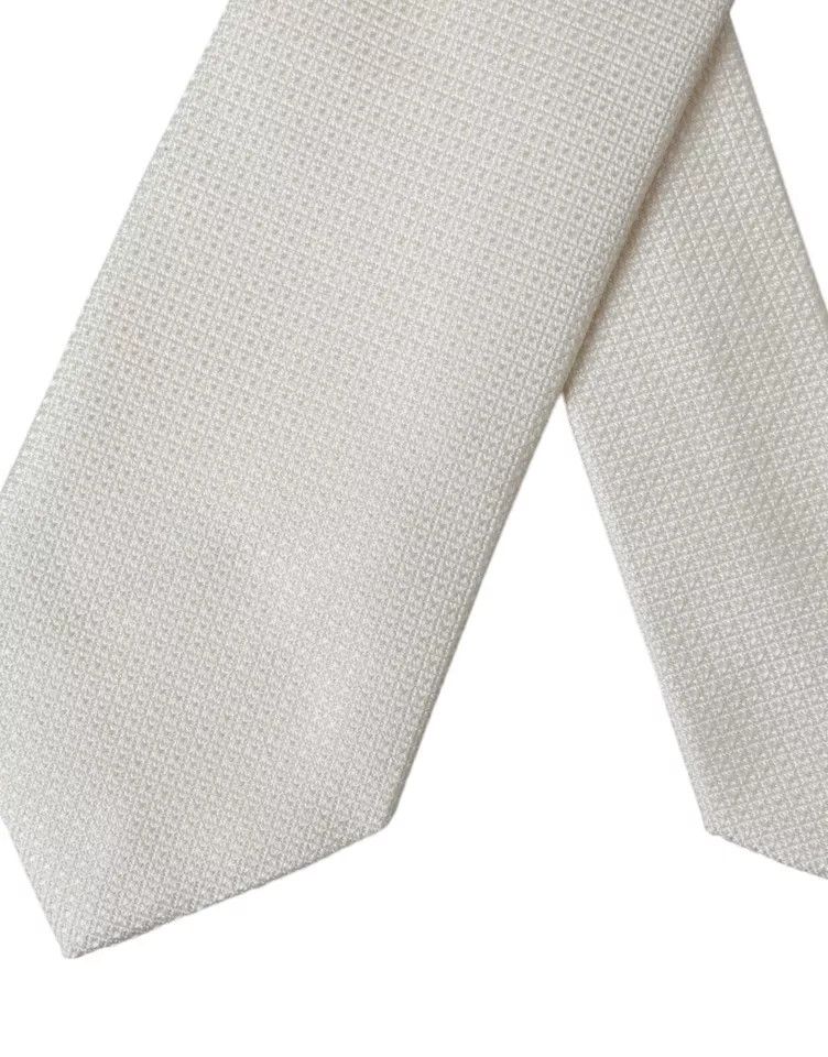 Dolce & Gabbana Off White Patterned Silk Classic Adjustable Men's Tie Size ONE SIZE - 4 Thumbnail