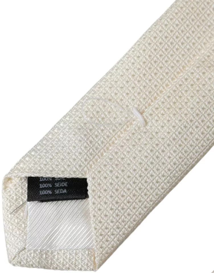 Dolce & Gabbana Off White Patterned Silk Classic Adjustable Men's Tie Size ONE SIZE - 3 Thumbnail