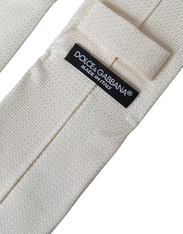 Dolce & Gabbana Off White Patterned Silk Classic Adjustable Men's Tie Size ONE SIZE - 5 Thumbnail