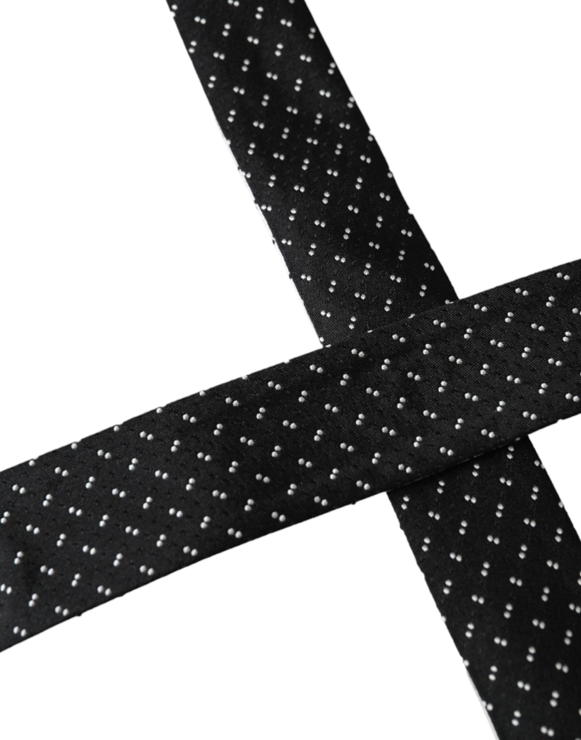 Dolce & Gabbana Black White Patterned Adjustable Men's Tie Size ONE SIZE - 3 Thumbnail