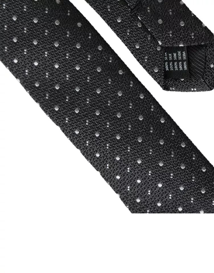 Dolce & Gabbana Black Polka Dot Silk Adjustable Men Men's Tie Size ONE SIZE - 3 Thumbnail