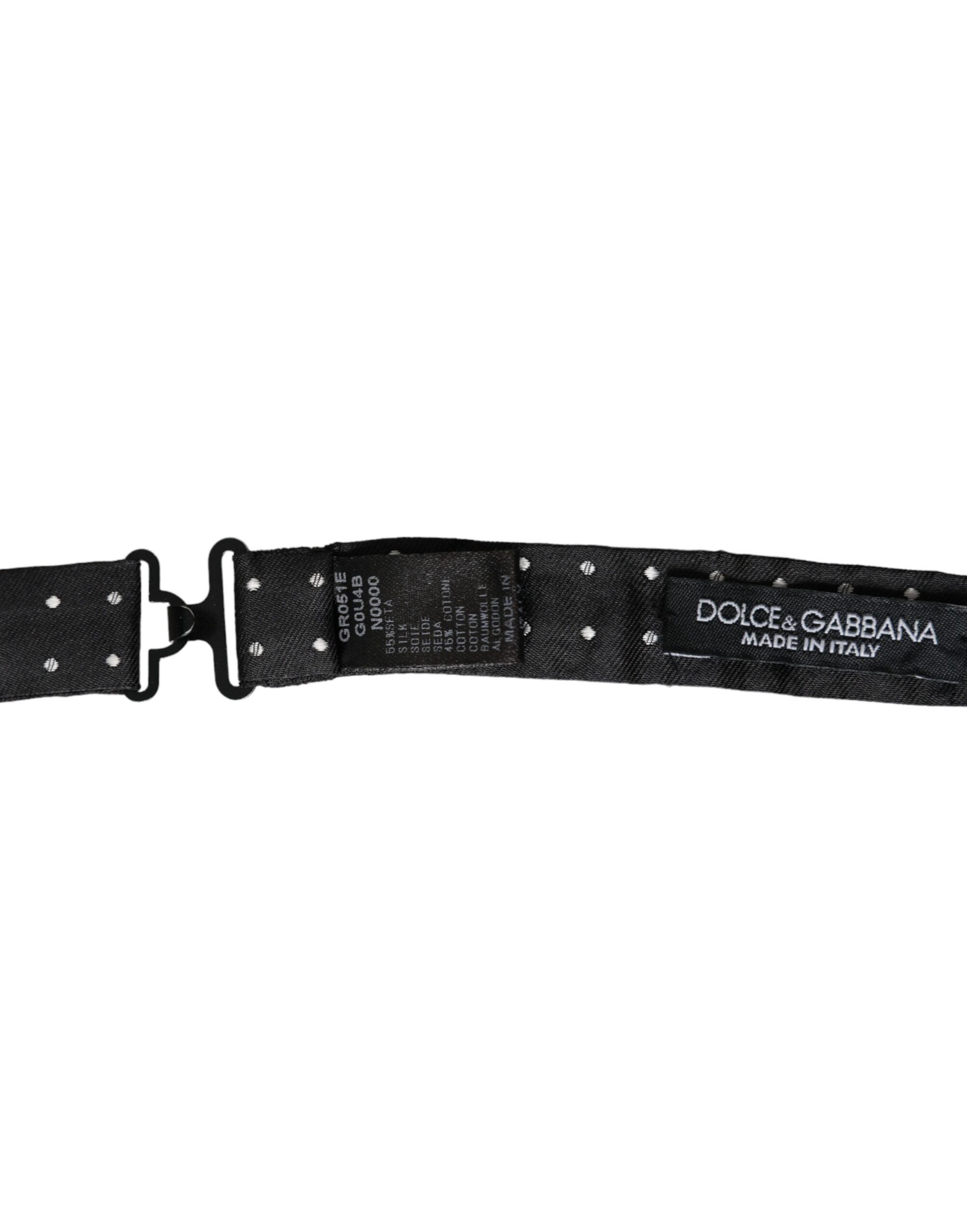 Dolce & Gabbana Black 100% Silk Adjustable Men's Bowtie Size ONE SIZE - 3 Thumbnail