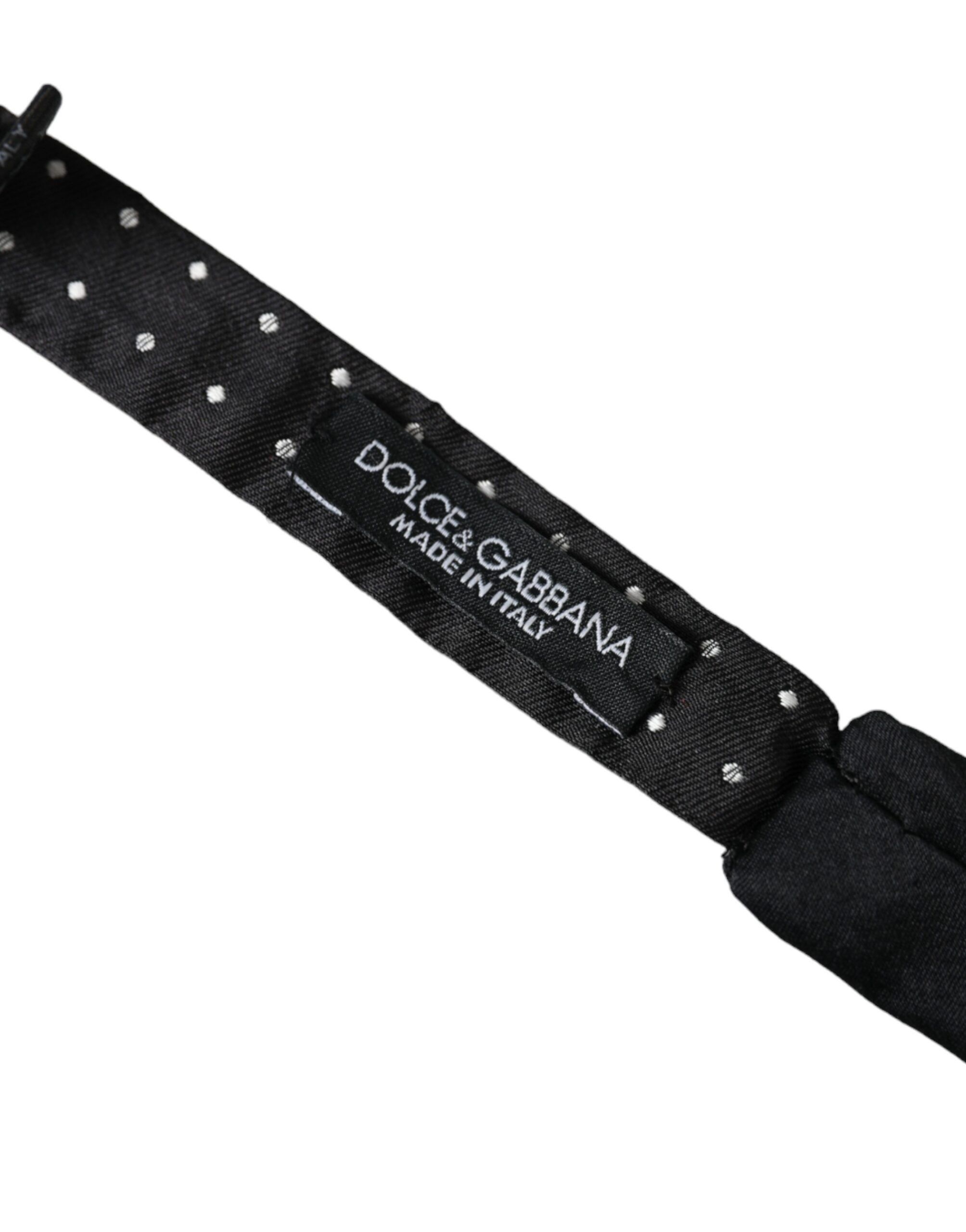 Dolce & Gabbana Black 100% Silk Adjustable Men's Bowtie Size ONE SIZE - 4 Thumbnail