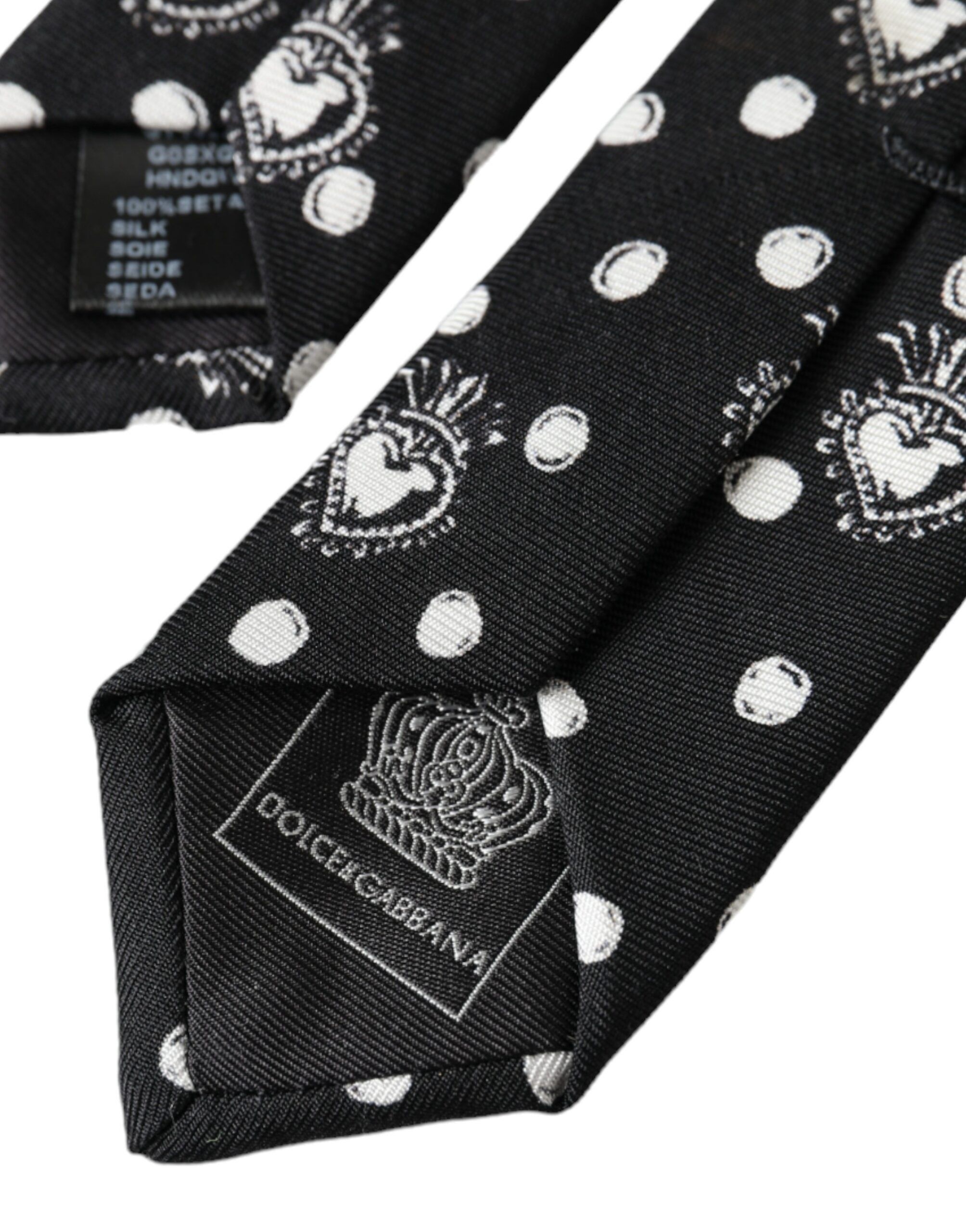 Dolce & Gabbana Black Heart Polka Dot Adjustable Men's Tie Size ONE SIZE - 3 Thumbnail