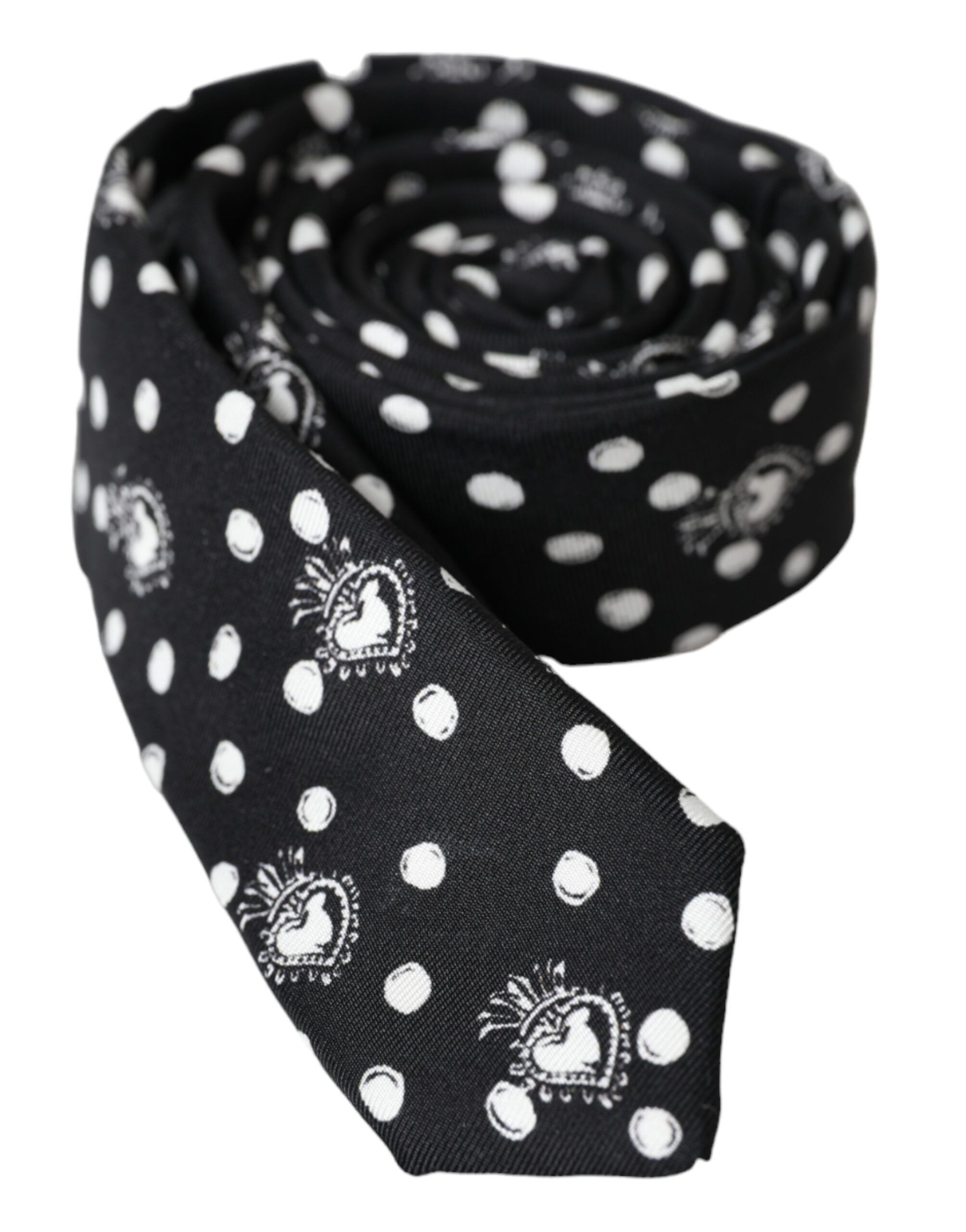 Dolce & Gabbana Black Heart Polka Dot Adjustable Men's Tie Size ONE SIZE - 2 Thumbnail
