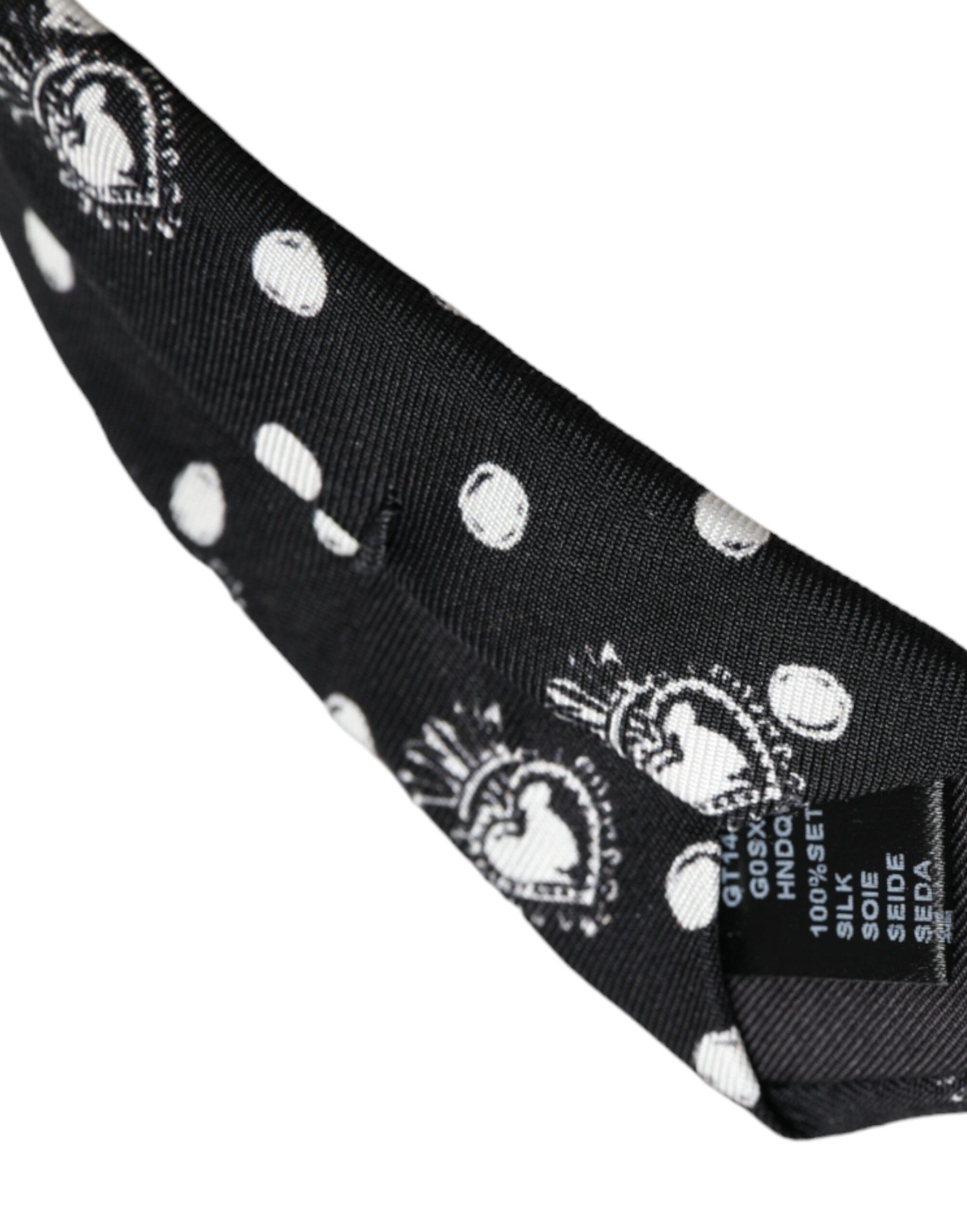 Dolce & Gabbana Black Heart Polka Dot Adjustable Men's Tie Size ONE SIZE - 5 Thumbnail