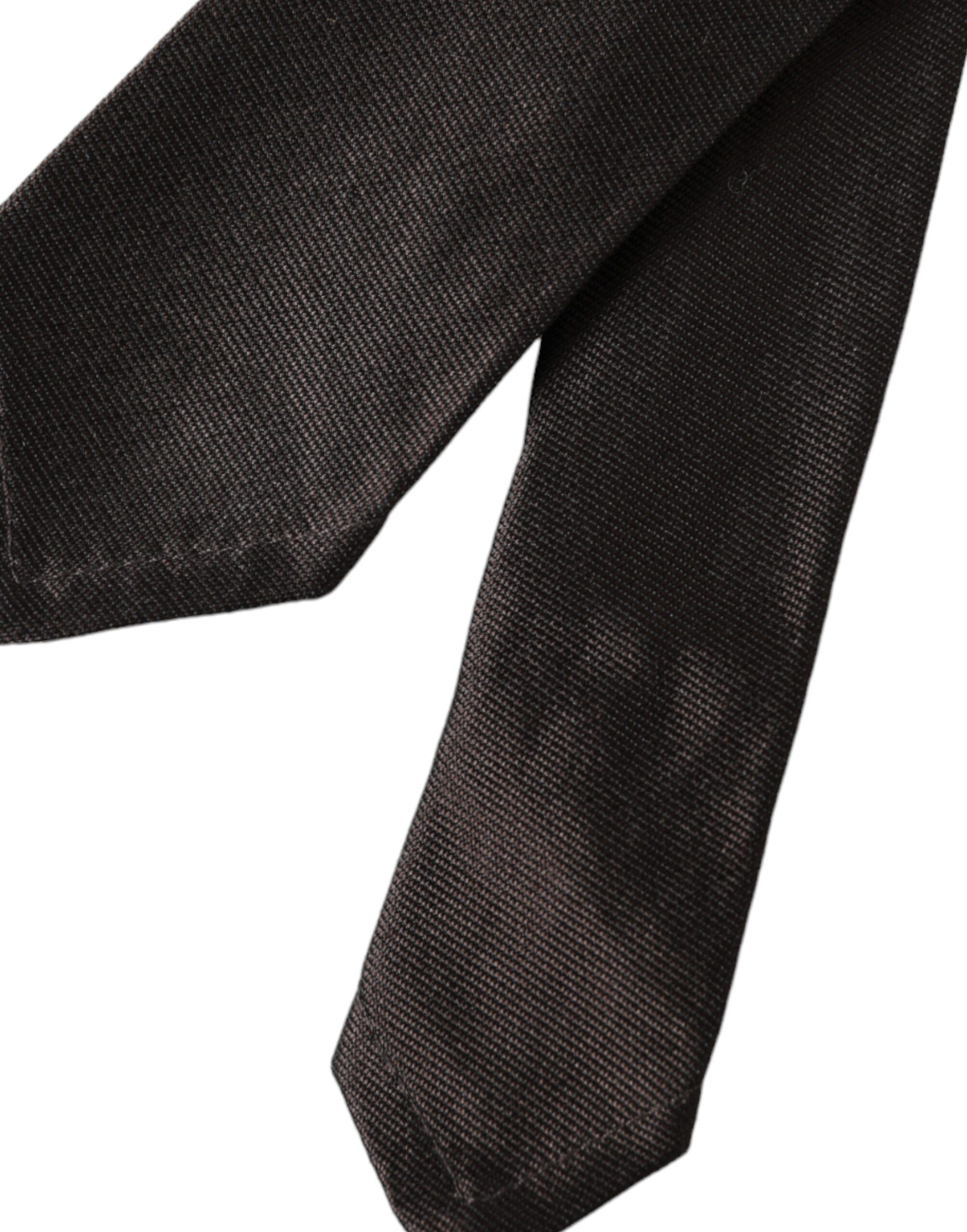 Dolce & Gabbana Brown Solid 100% Silk Adjustable Men's Tie Size ONE SIZE - 4 Thumbnail