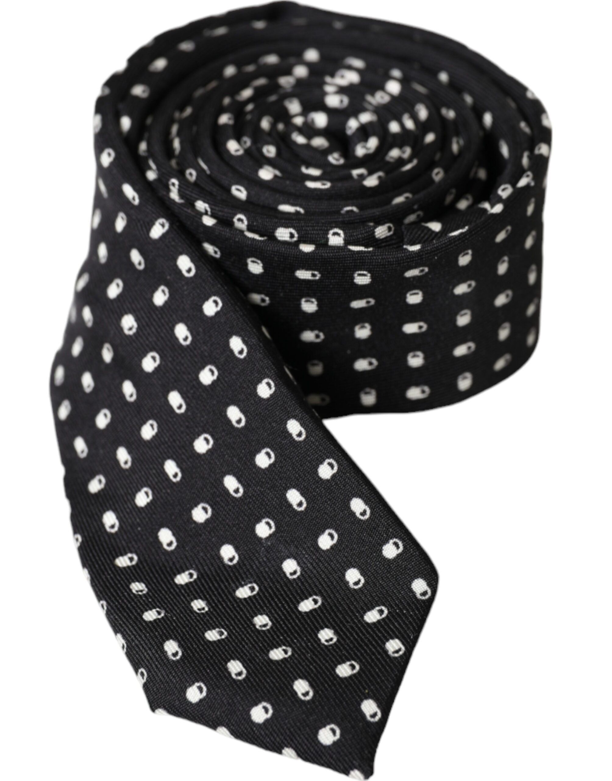 Dolce & Gabbana Black Patterned 100%Silk Adjustable Men's Tie Size ONE SIZE - 2 Thumbnail