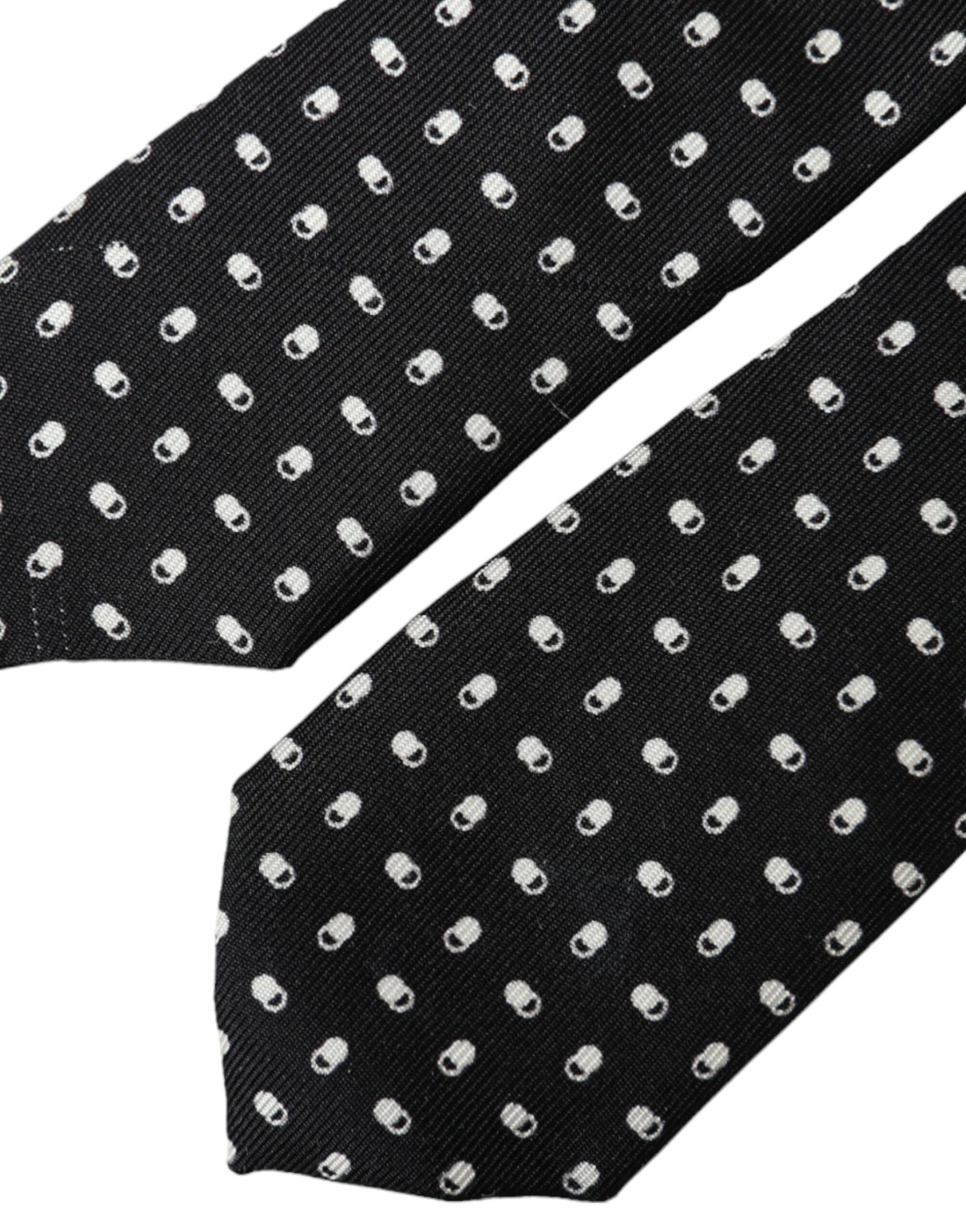 Dolce & Gabbana Black Patterned 100%Silk Adjustable Men's Tie Size ONE SIZE - 5 Thumbnail