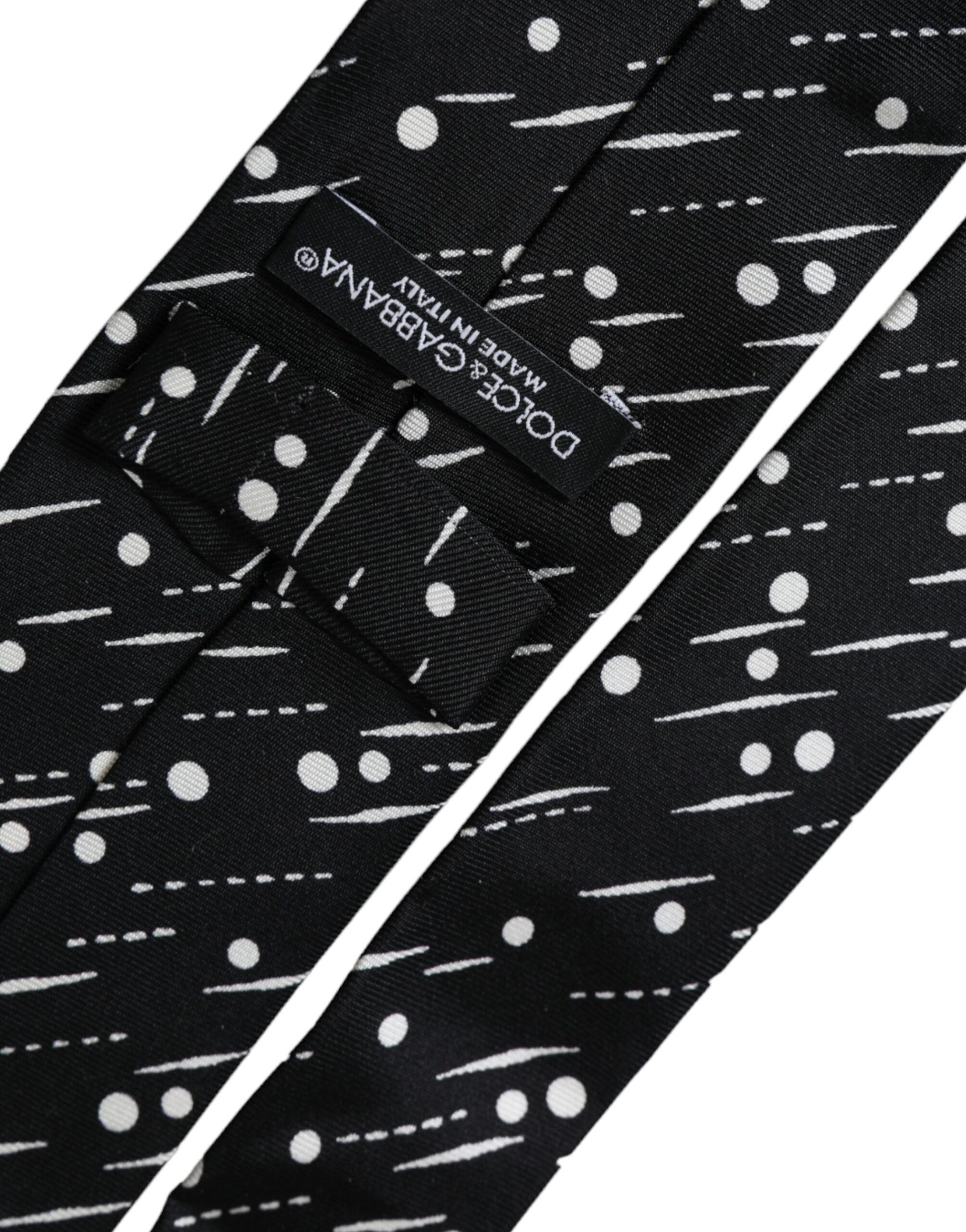 Dolce & Gabbana Black Dotted 100% Silk Adjustable Men's Tie Size ONE SIZE - 6 Thumbnail