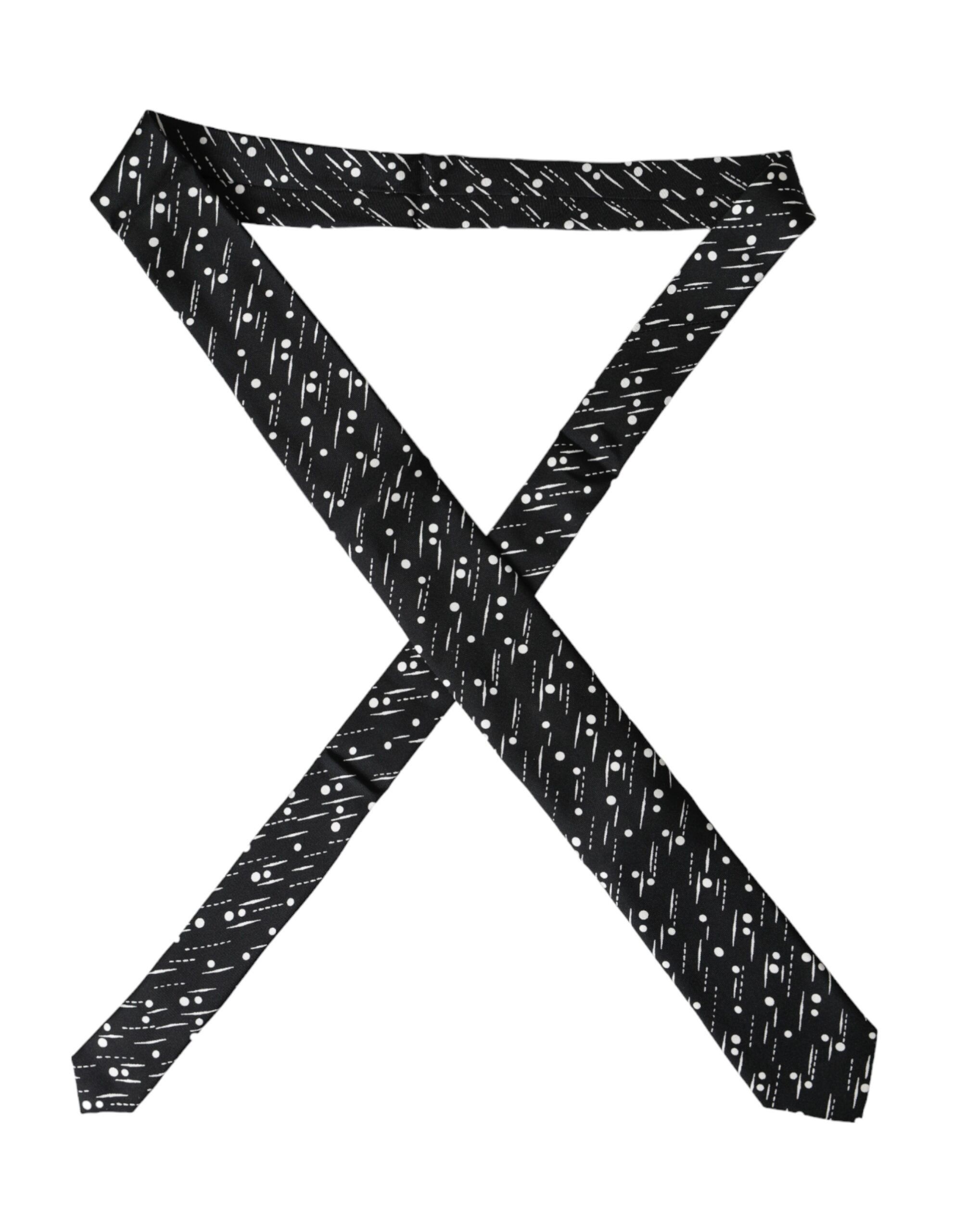 Dolce & Gabbana Black Dotted 100% Silk Adjustable Men's Tie Size ONE SIZE - 5 Thumbnail