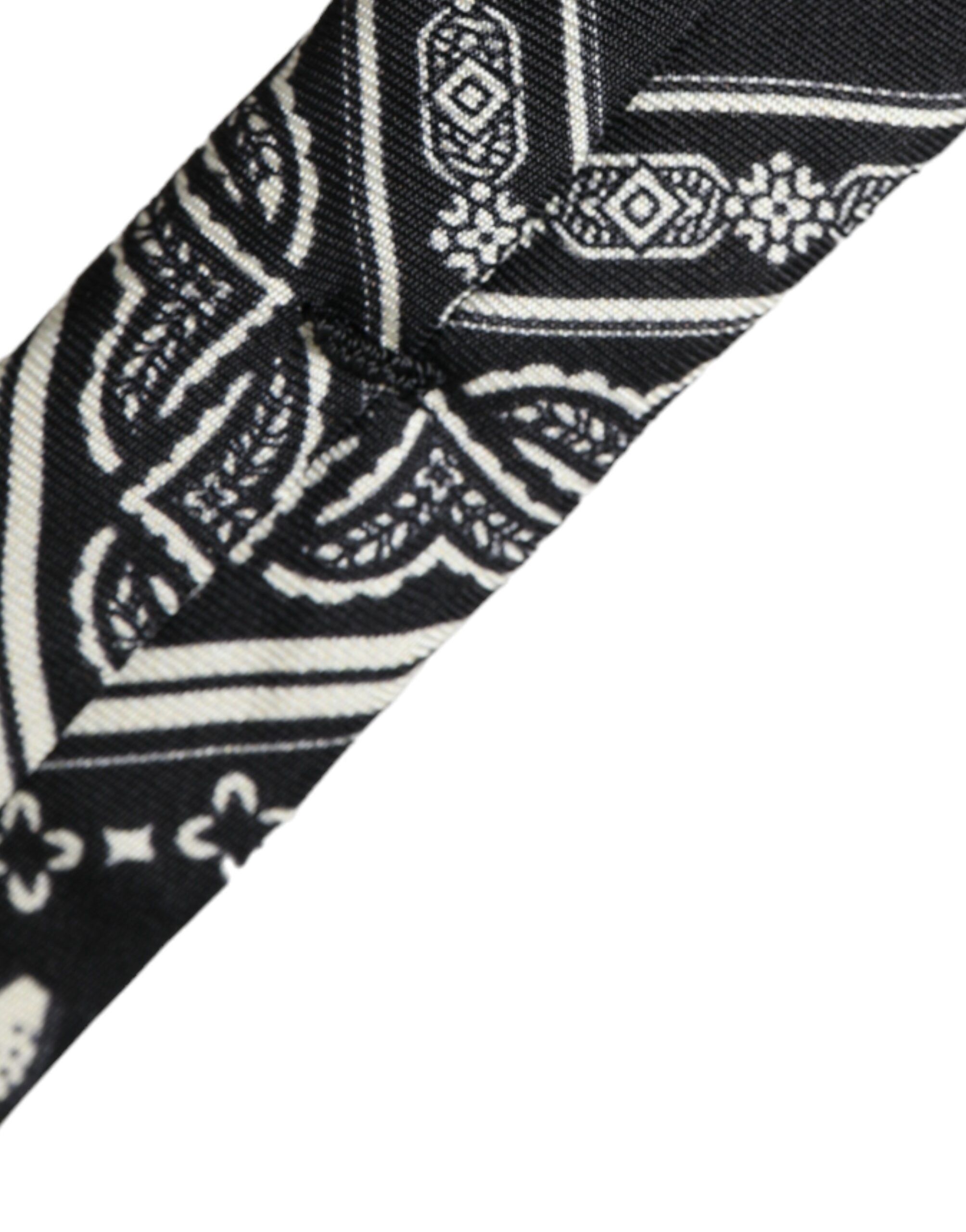 Dolce & Gabbana Black Patterned 100%Silk Adjustable Men's Tie Size ONE SIZE - 6 Thumbnail