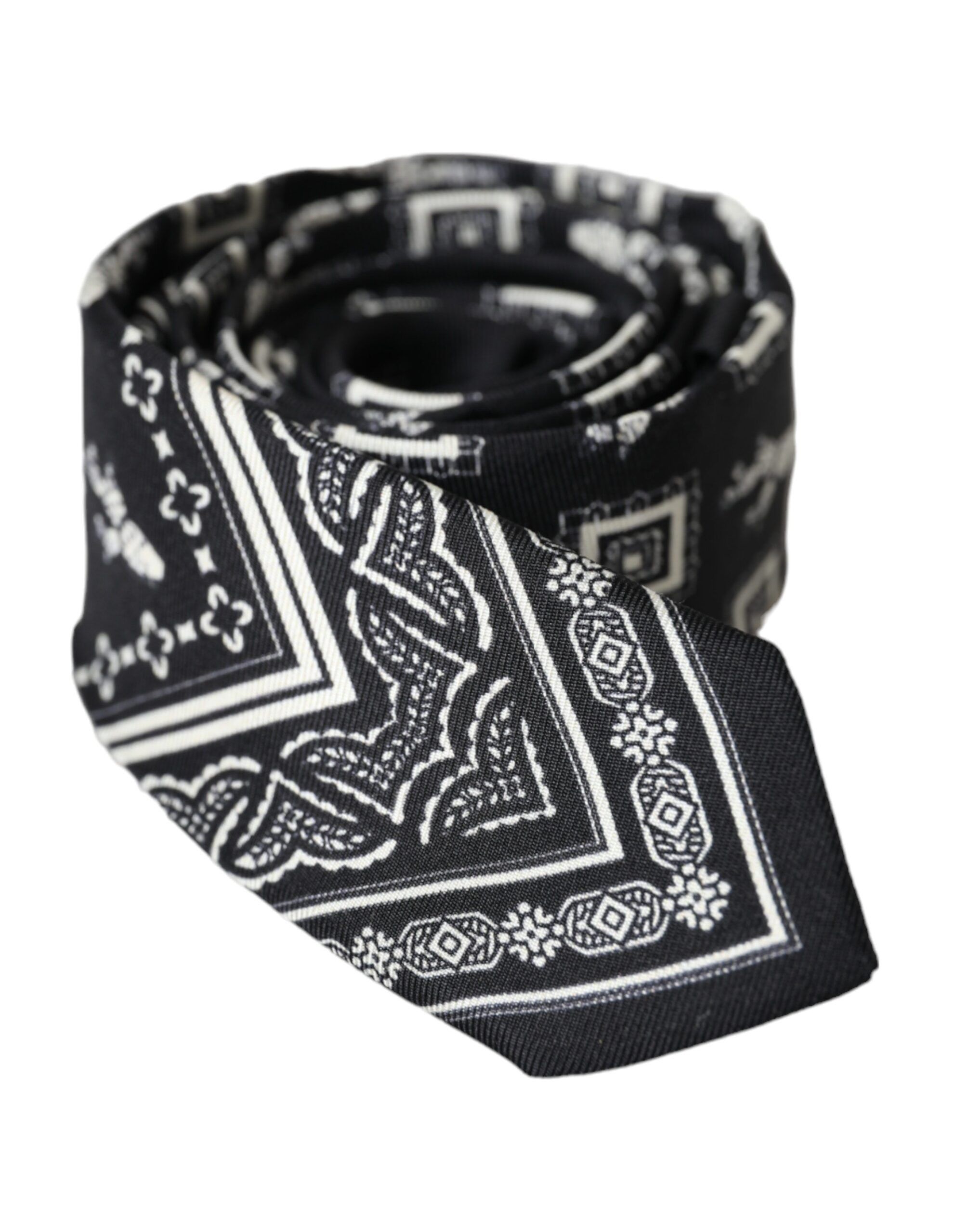 Dolce & Gabbana Black Patterned 100%Silk Adjustable Men's Tie Size ONE SIZE - 2 Thumbnail