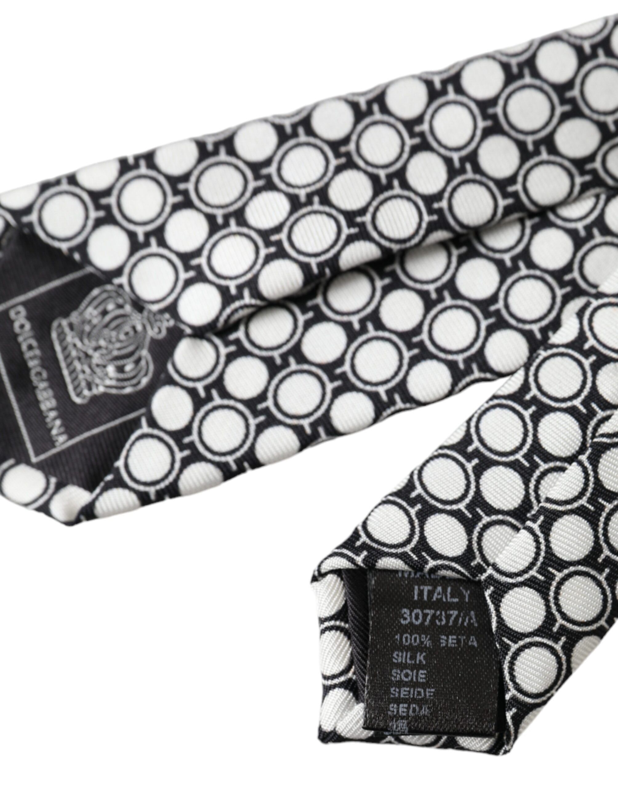 Dolce & Gabbana White Circles 100% Silk Adjustable Men's Tie Size ONE SIZE - 3 Thumbnail