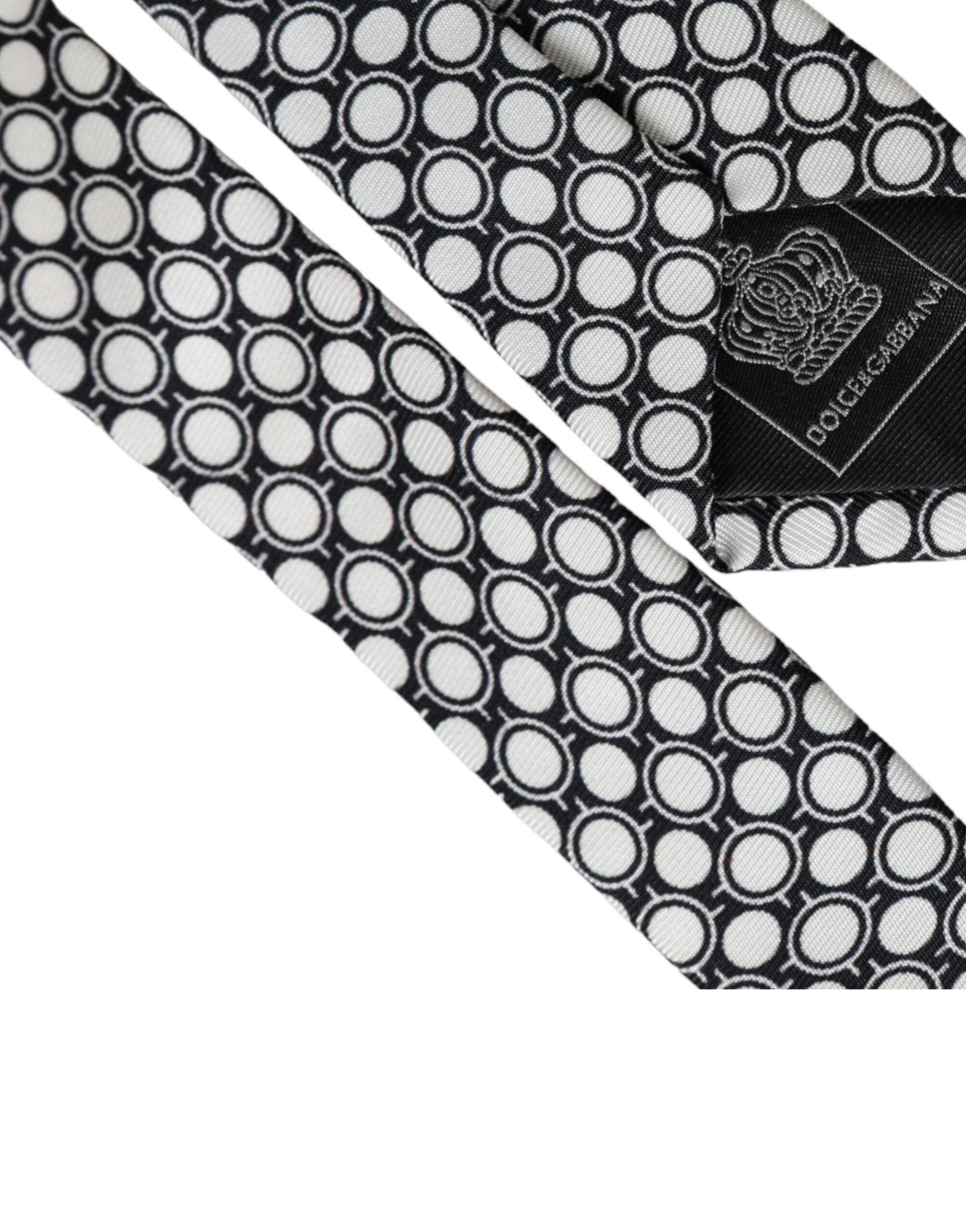 Dolce & Gabbana White Circles 100% Silk Adjustable Men's Tie Size ONE SIZE - 4 Thumbnail