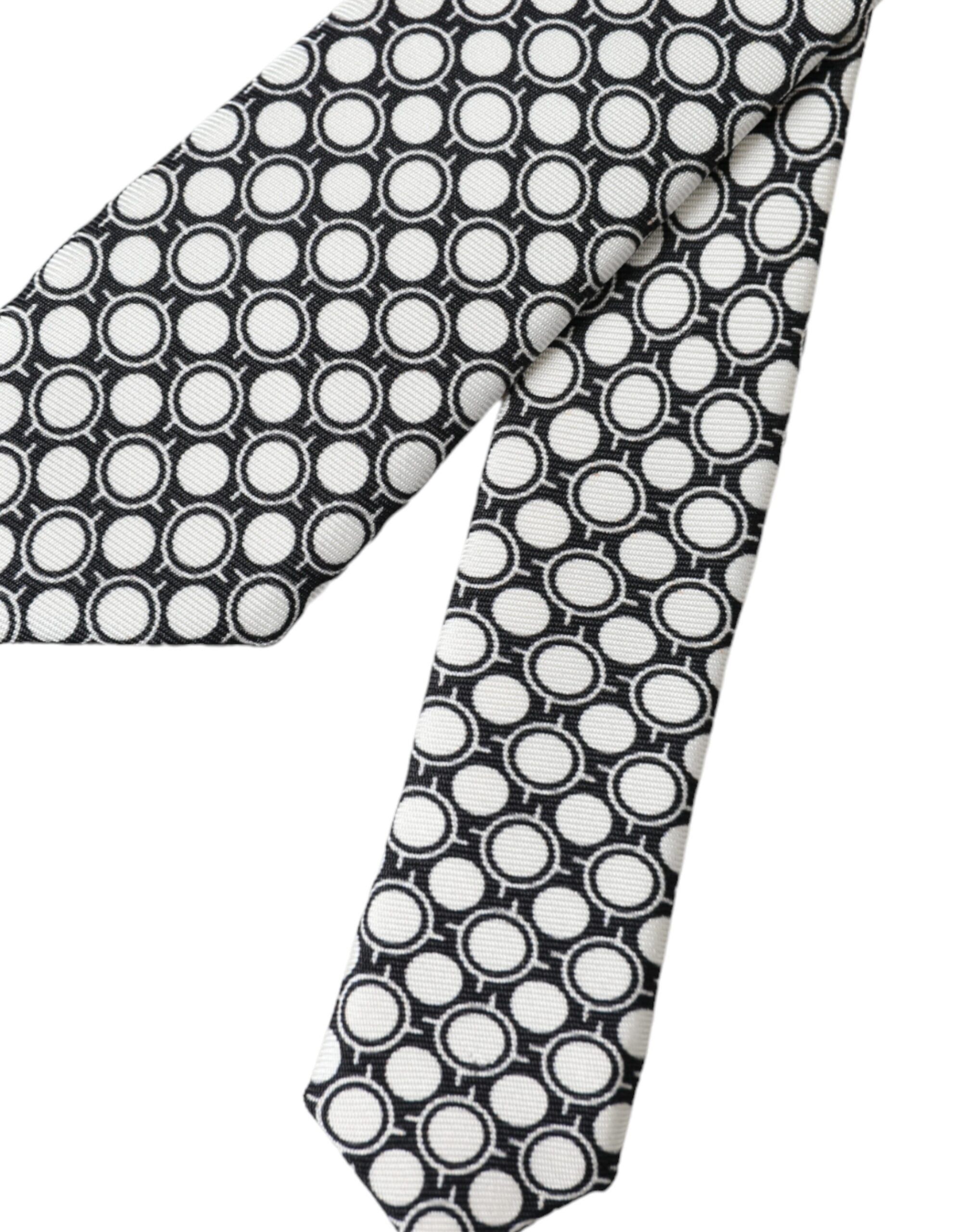 Dolce & Gabbana White Circles 100% Silk Adjustable Men's Tie Size ONE SIZE - 5 Thumbnail