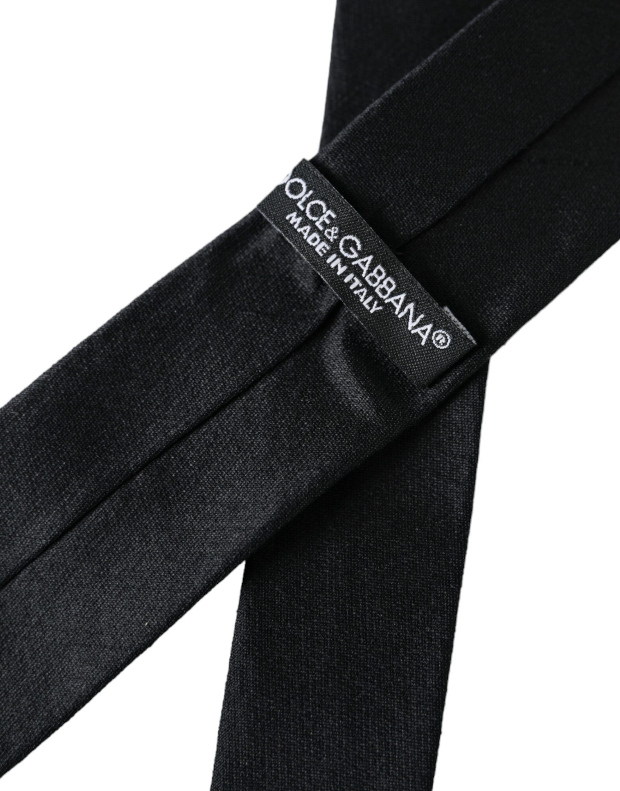 Dolce & Gabbana Black Solid 100% Silk Adjustable Men's Tie Size ONE SIZE - 3 Thumbnail