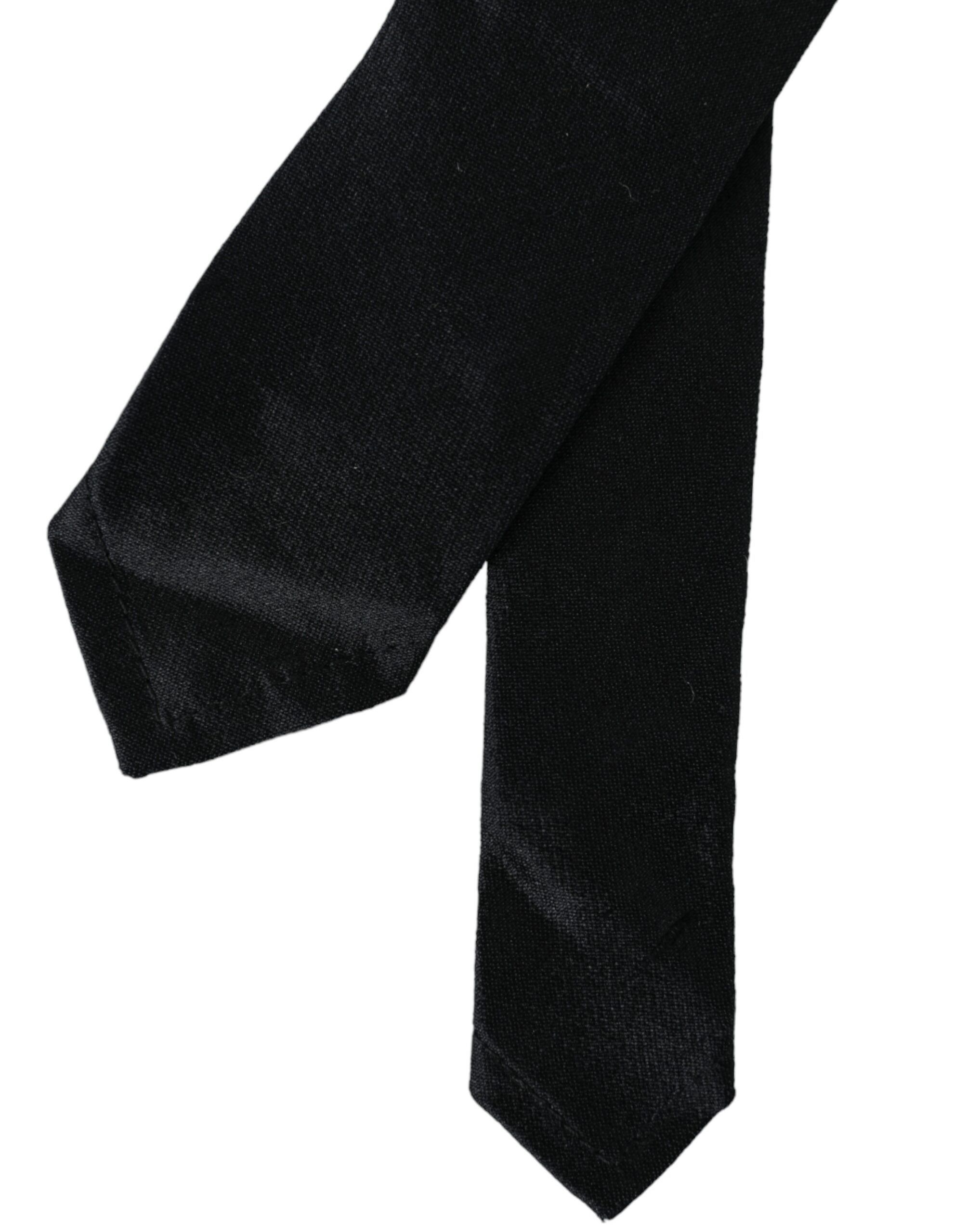 Dolce & Gabbana Black Solid 100% Silk Adjustable Men's Tie Size ONE SIZE - 4 Thumbnail