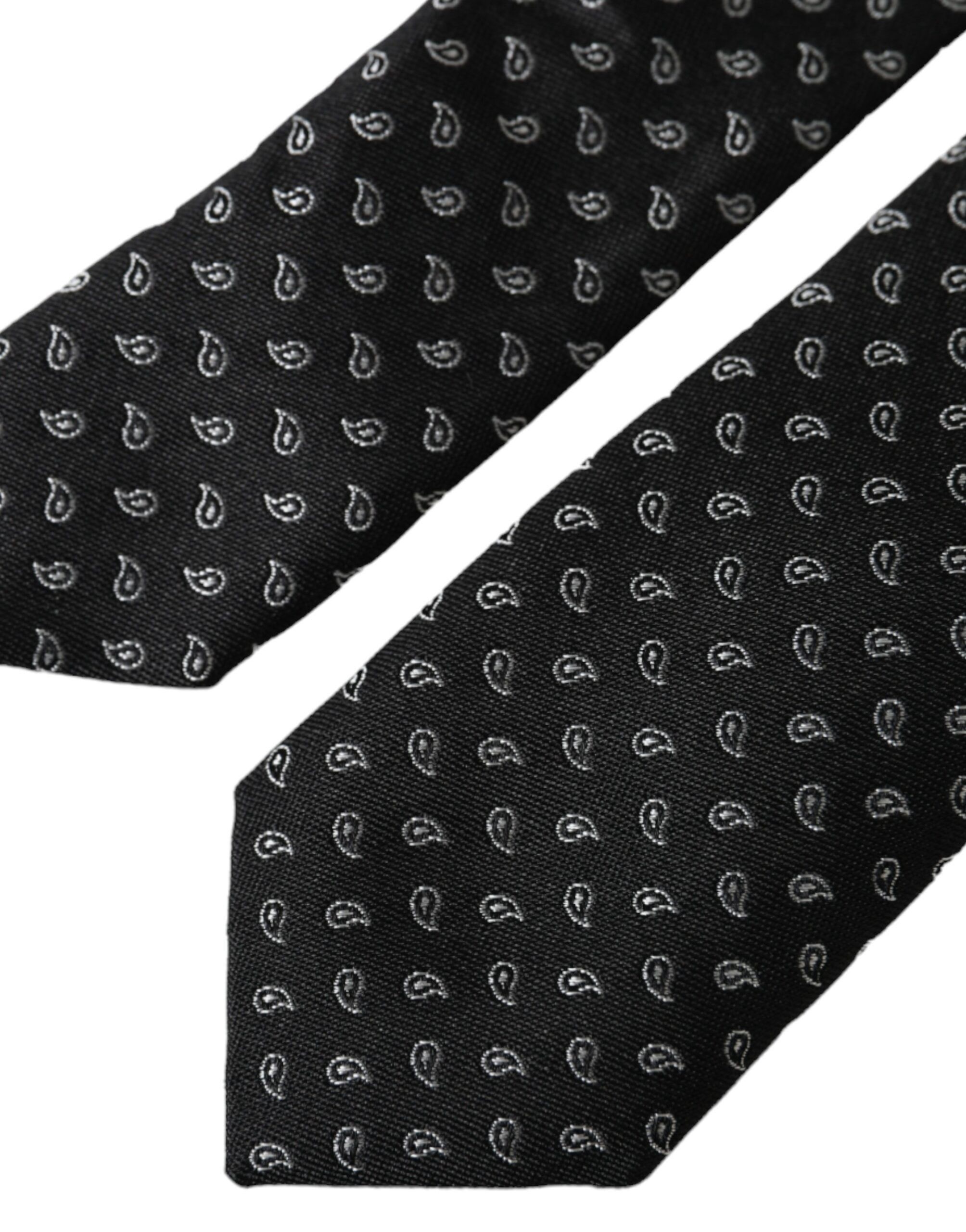 Dolce & Gabbana Black Jacquard Patterned Silk Adjustable Men Men's Tie Size ONE SIZE - 4 Thumbnail