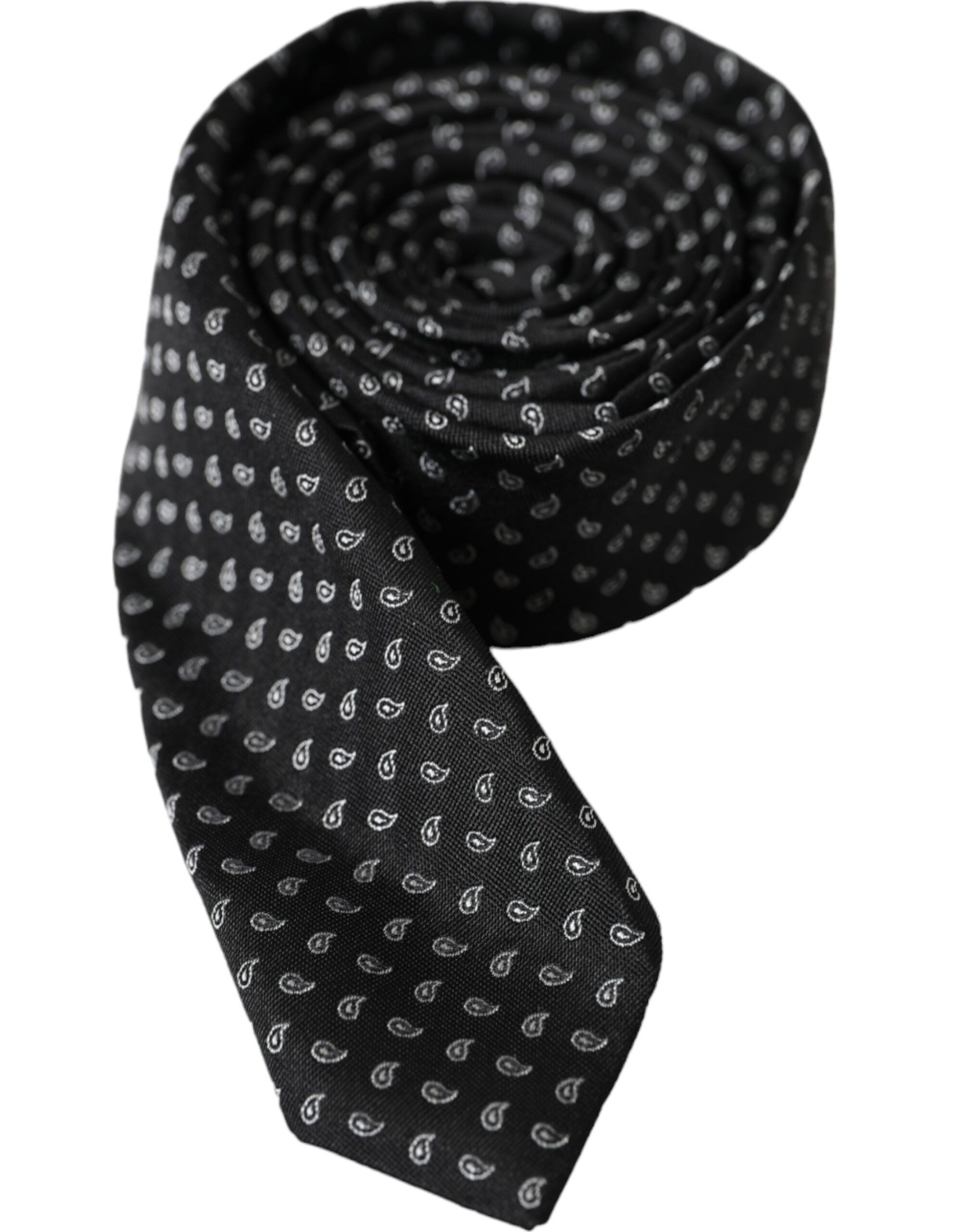 Dolce & Gabbana Black Jacquard Patterned Silk Adjustable Men Men's Tie Size ONE SIZE - 2 Thumbnail