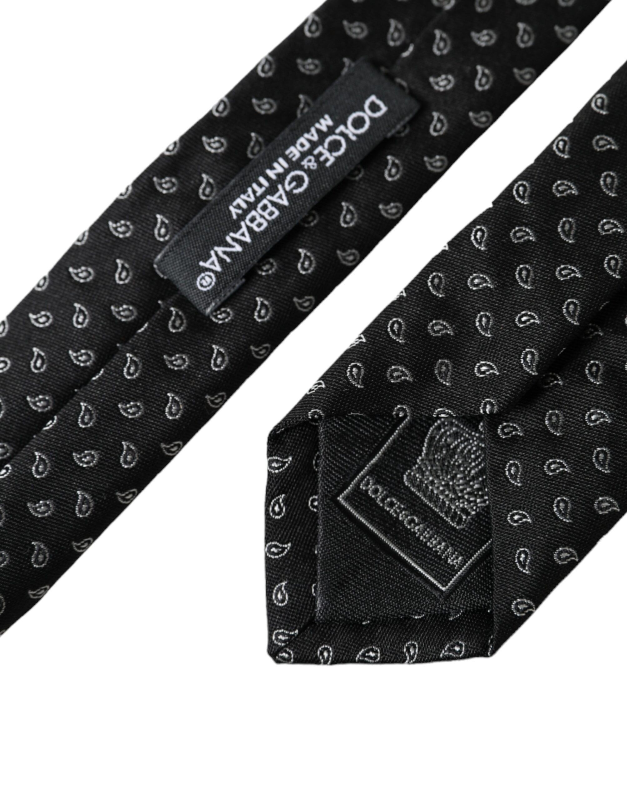Dolce & Gabbana Black Jacquard Patterned Silk Adjustable Men Men's Tie Size ONE SIZE - 3 Thumbnail
