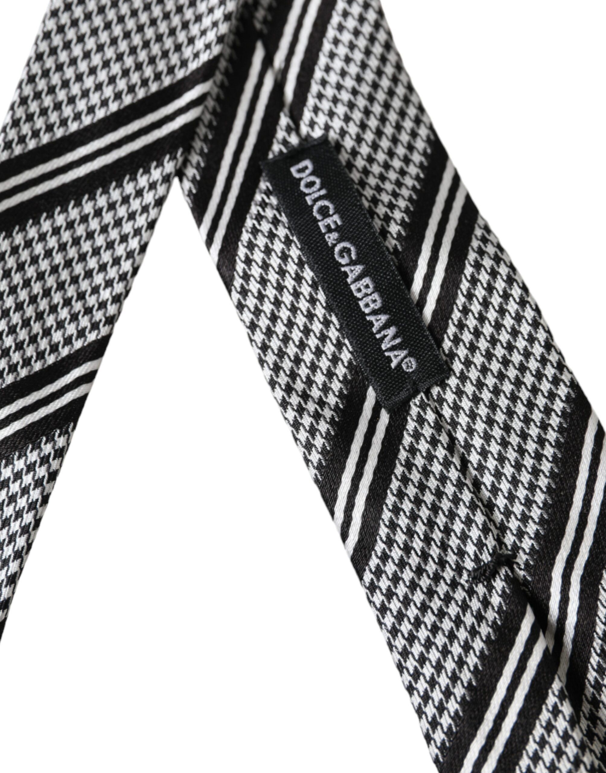 Dolce & Gabbana Black White Stripes Silk Adjustable Men's Tie Size ONE SIZE - 3 Thumbnail
