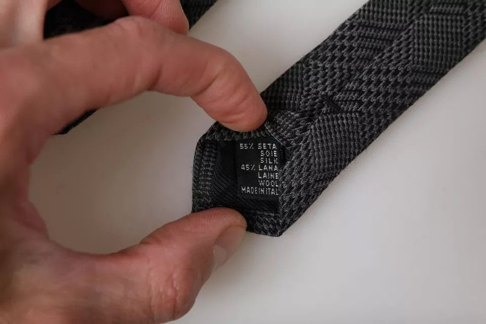 Dolce & Gabbana Dark Gray Plaid Patterned Silk Adjustable Men Men's Tie Size ONE SIZE - 5 Thumbnail