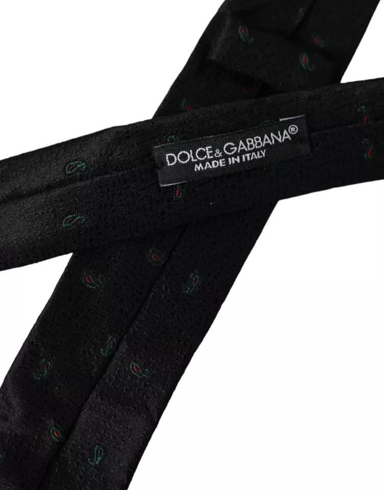 Dolce & Gabbana Black Fantasy 100% Silk Adjustable Men Men's Tie Size ONE SIZE - 3 Thumbnail