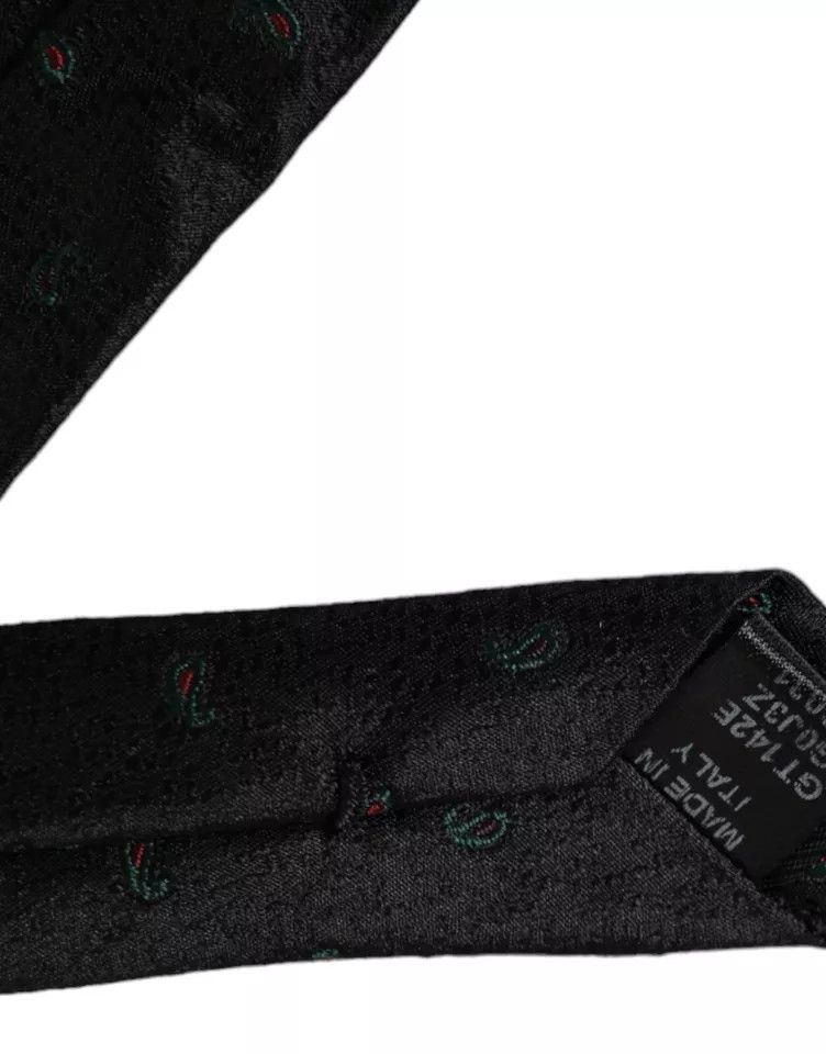 Dolce & Gabbana Black Fantasy 100% Silk Adjustable Men Men's Tie Size ONE SIZE - 2 Thumbnail